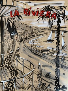 La Riviera - Figurative Painting by Marc Clauzade