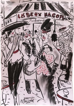 Figuratives Gemälde „Les Deux Magots“ von Marc Clauzade