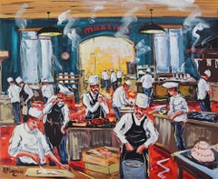 Maxim's - Figurative Malerei – Kochen in der Küche von Marc Clauzade