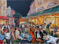 Restaurant Cafe - Figurative Nightlife Painting by Marc Clauzade