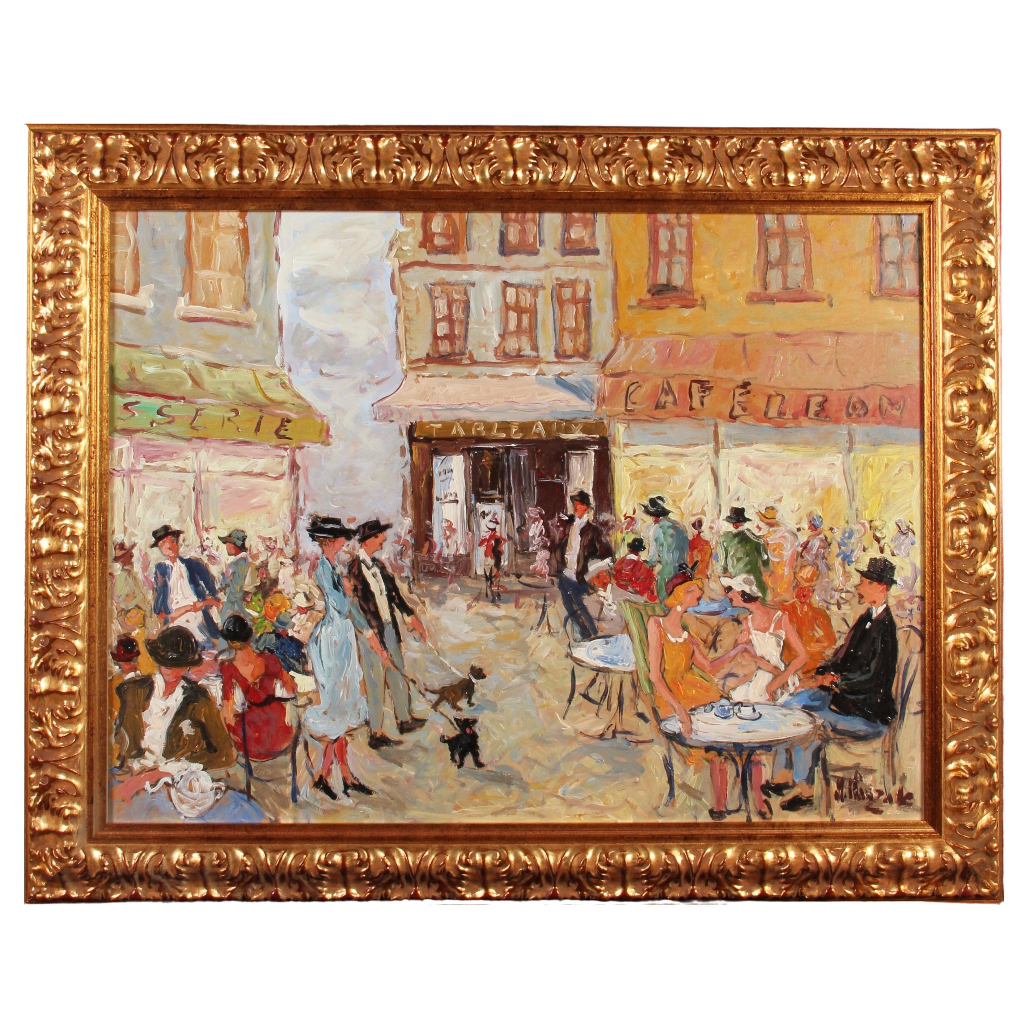 Marc Clauzade Painting - Le Couple Au Chien - Ref 495 For Sale