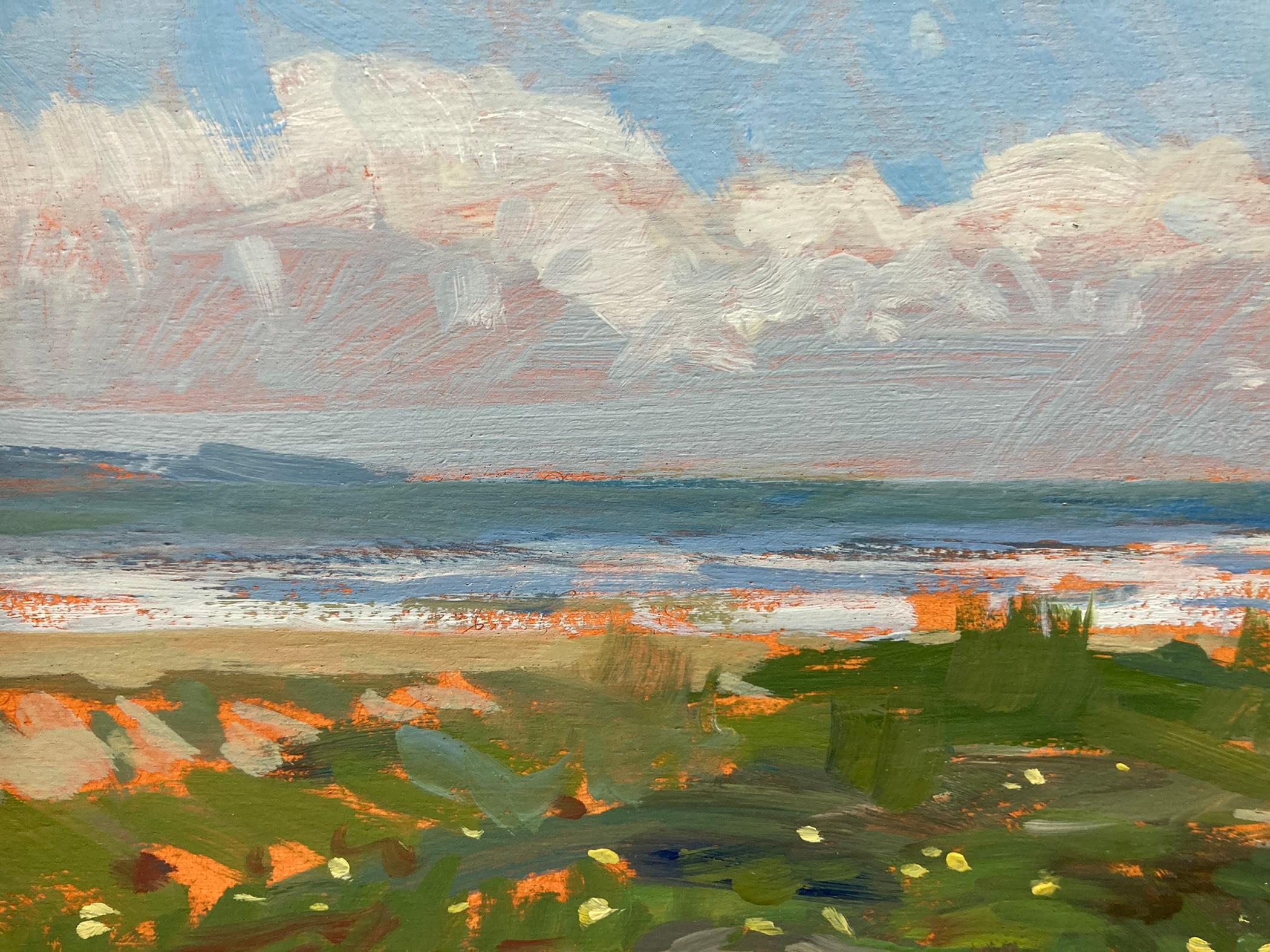 Beach Wildflowers - Brown Landscape Painting by Marc Dalessio