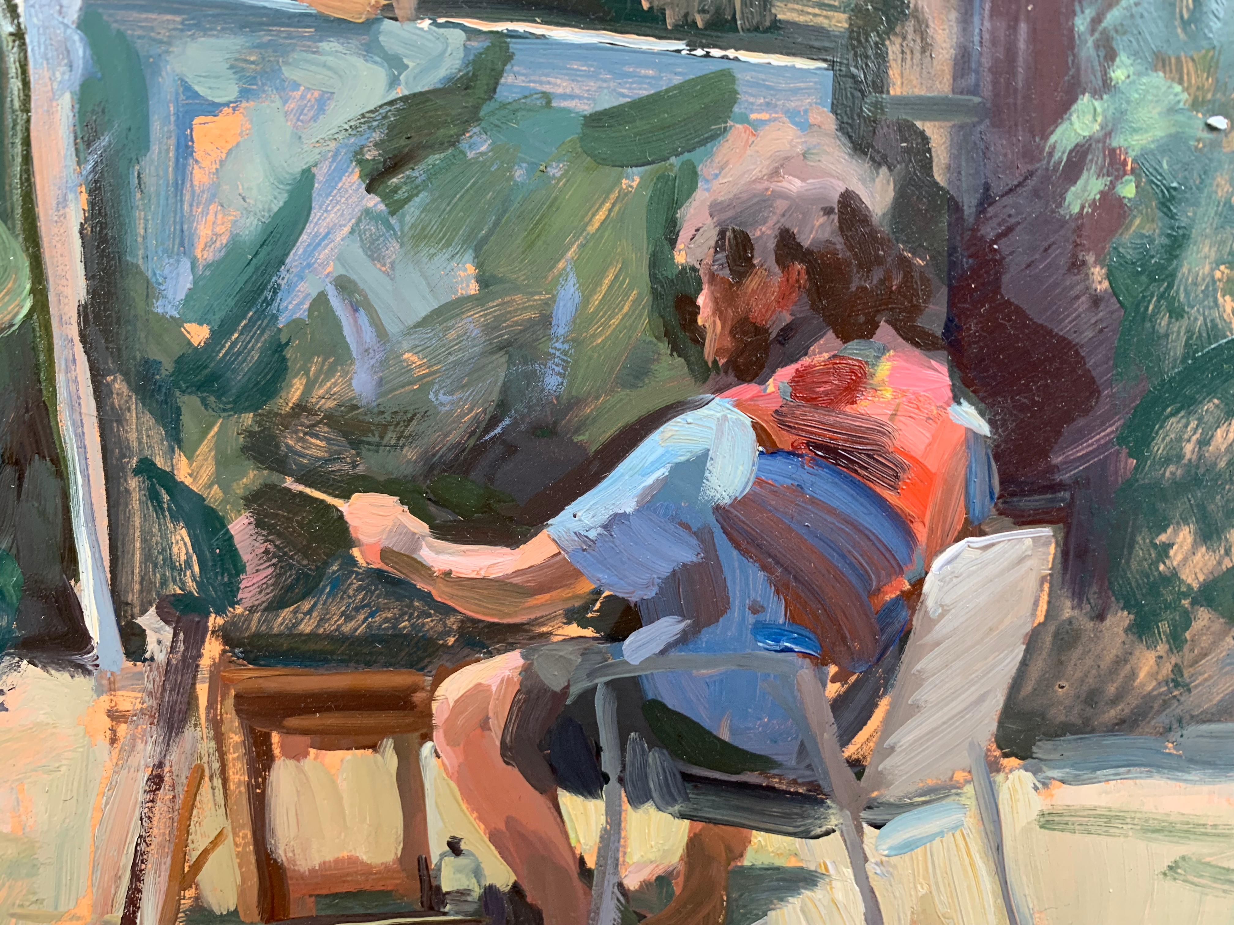 Painted en plein air, in Italy, Dalessio captures fellow artist, Ben Fenske, painting outdoors. 

Marc Dalessio was born in 1972 in Los Angeles, California. Even in his earliest years, it was evident that his passion was art. In 1989 he started at