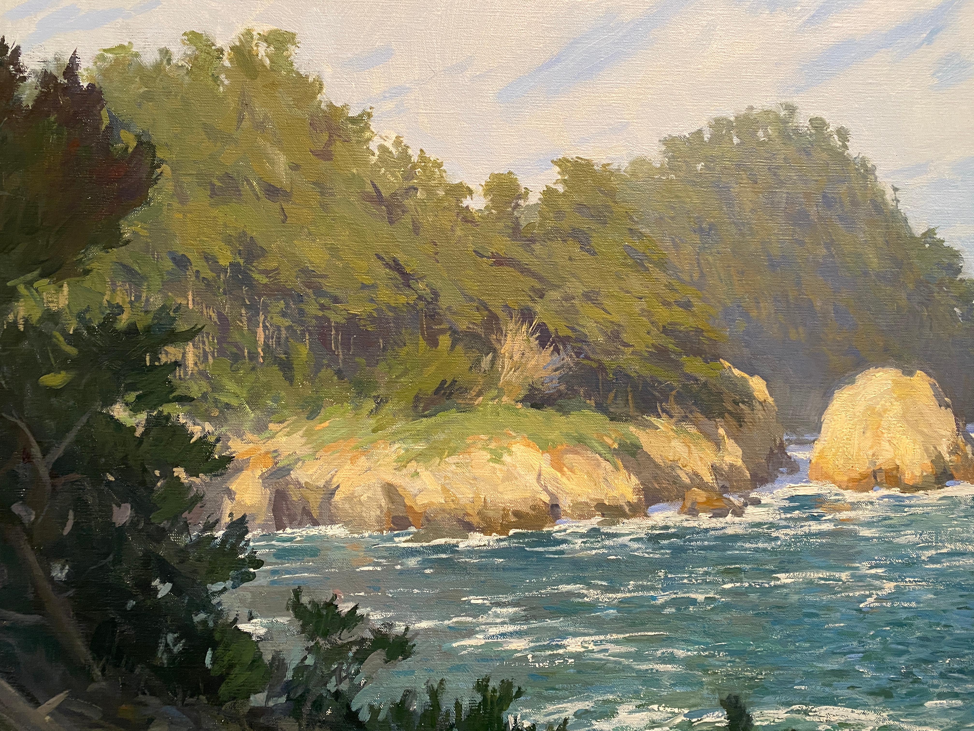 Big Dome, Point Lobos - Gray Landscape Painting by Marc Dalessio