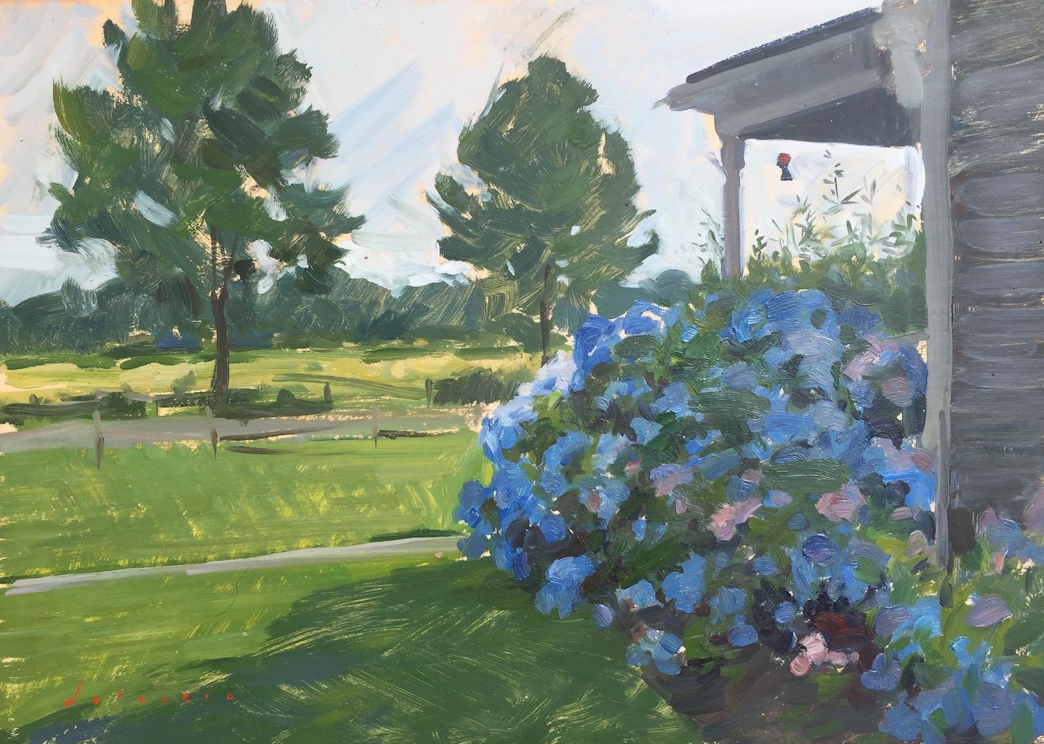 Marc Dalessio Landscape Painting – Blaue Hortensien