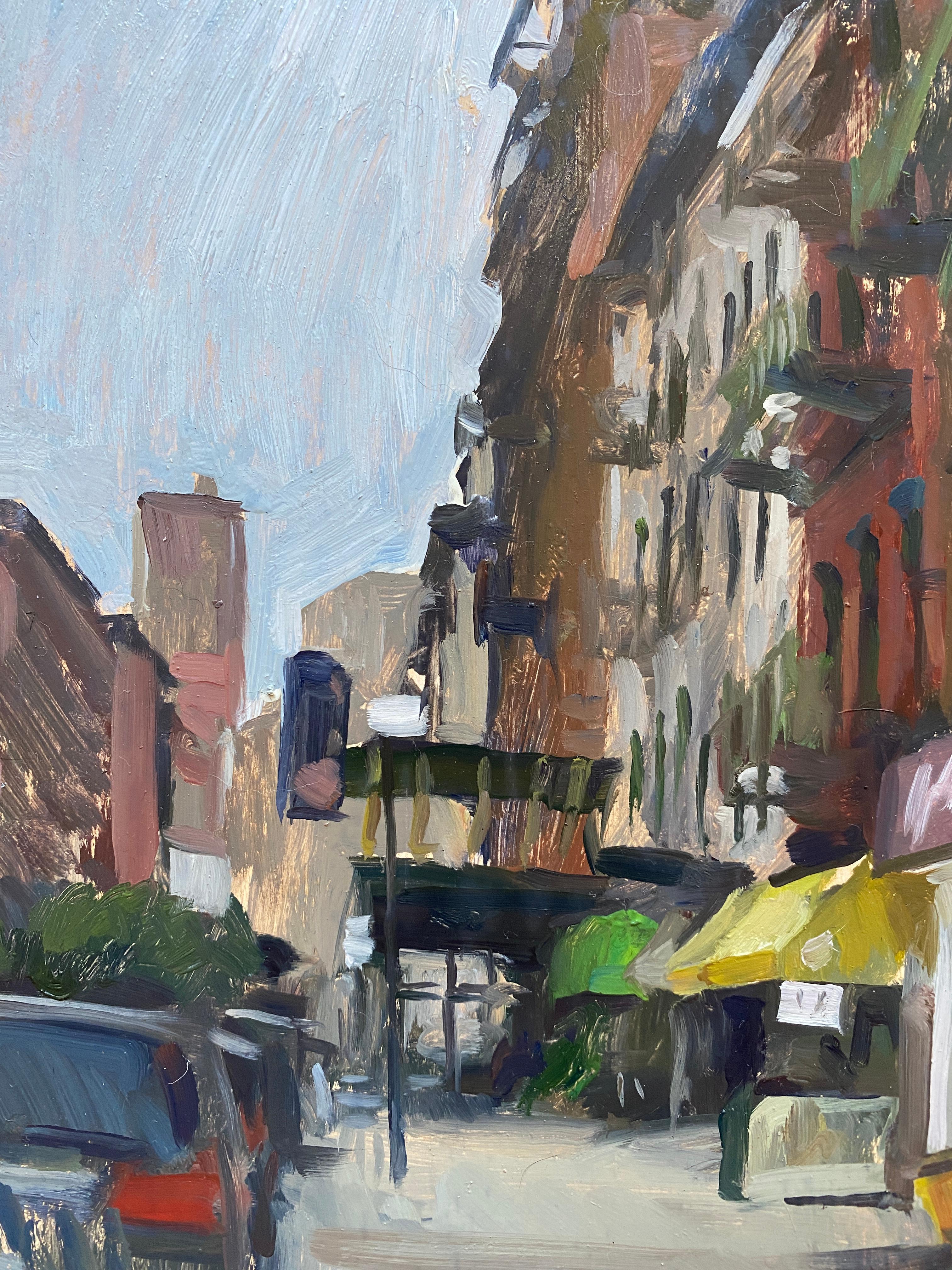 Centre Street, Chinatown, NY - Gray Figurative Painting by Marc Dalessio
