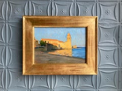 "Collioure Sunset" contemporary impressionist view of church in South of France