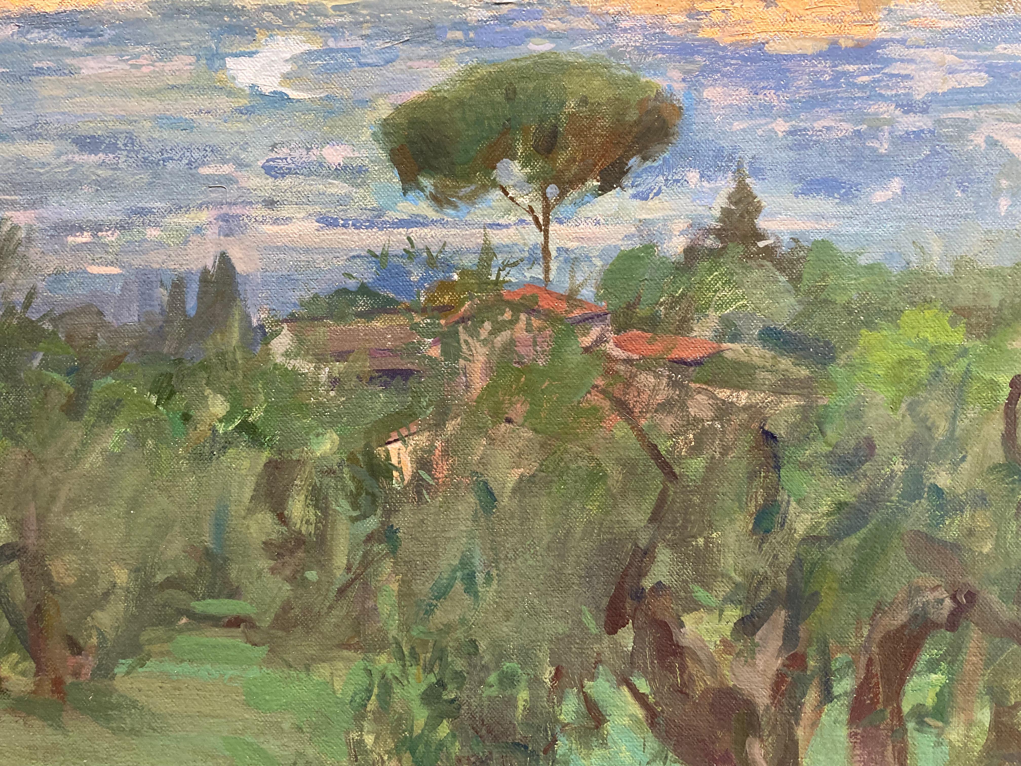 « Dun Light, Florence », peinture à l'huile en plein air de Florence rayonnant au loin en vente 1