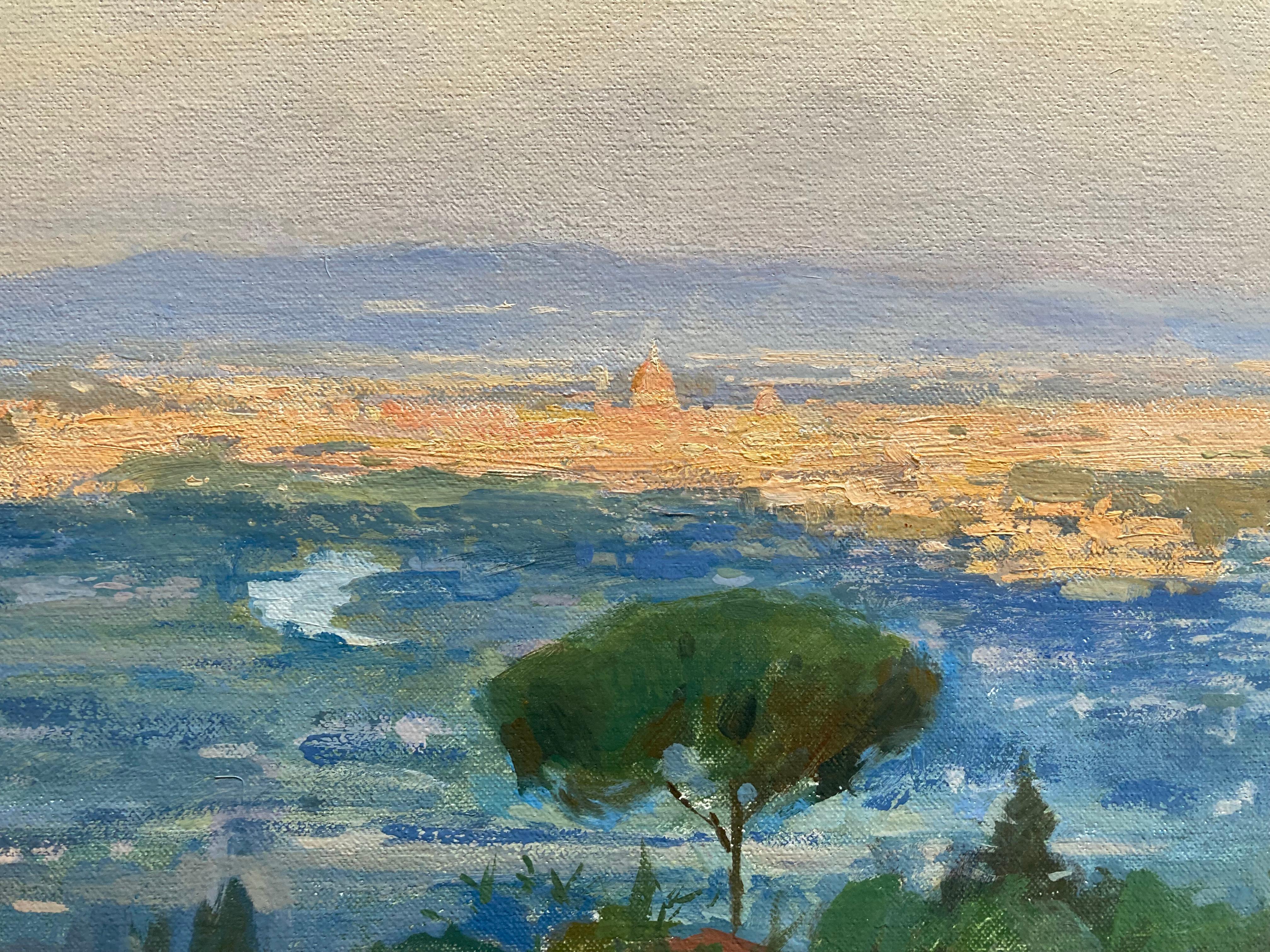 « Dun Light, Florence », peinture à l'huile en plein air de Florence rayonnant au loin en vente 4
