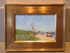 "Ditch Plains Lifeguard" Oil Painting, Plein Air Beach Scene, Signed, Dalessio
