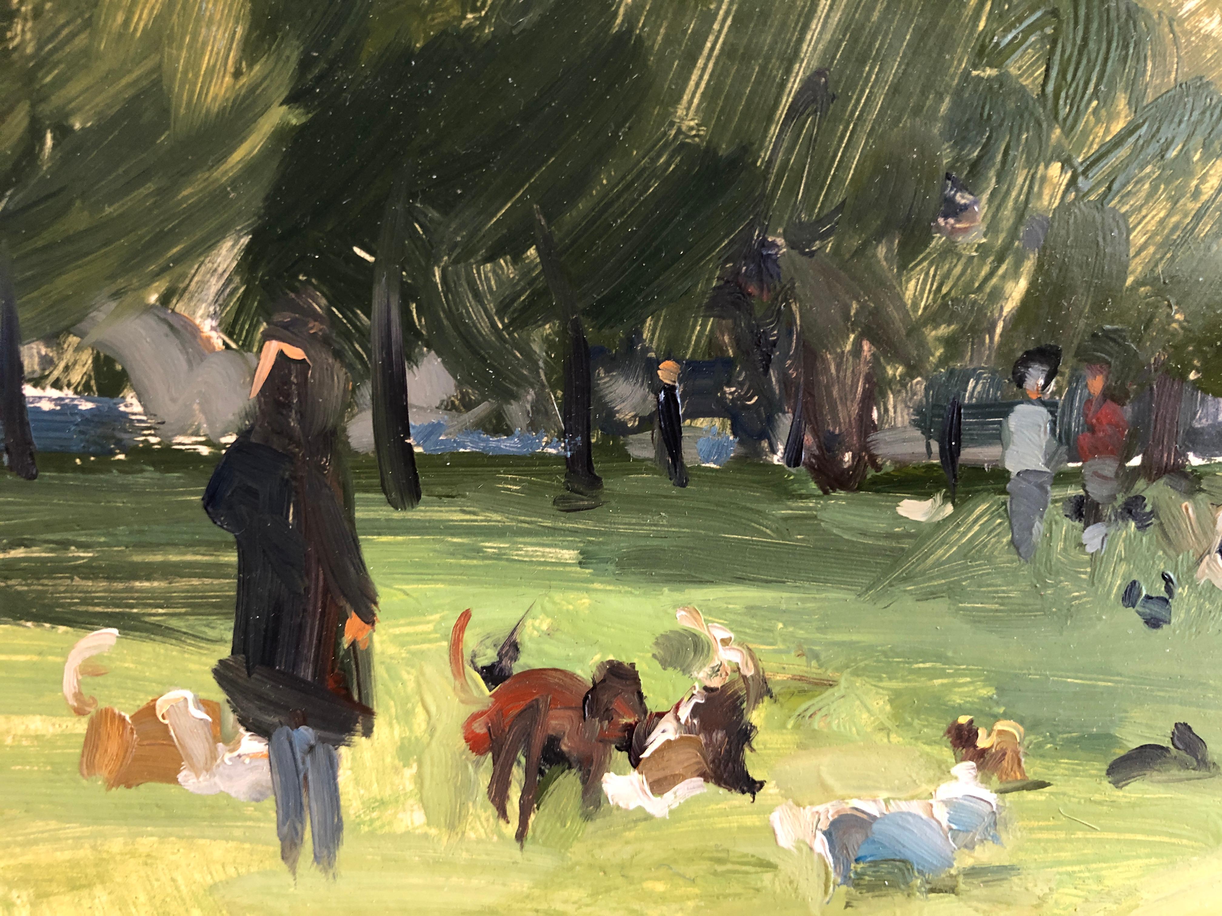 Parco per cani, Zagabria - Landscape Painting Marrone di Marc Dalessio