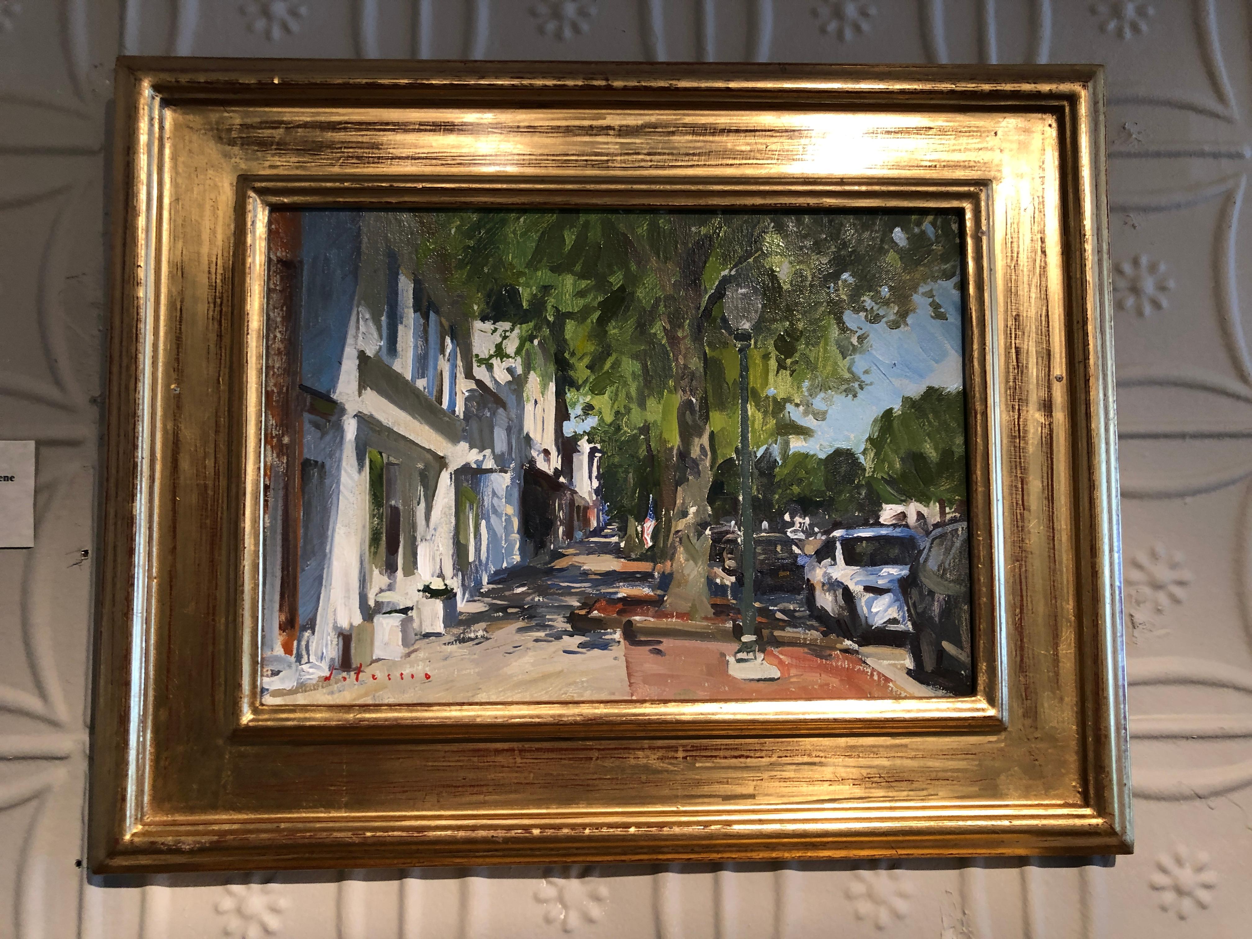East Hampton Street Scene - Painting by Marc Dalessio