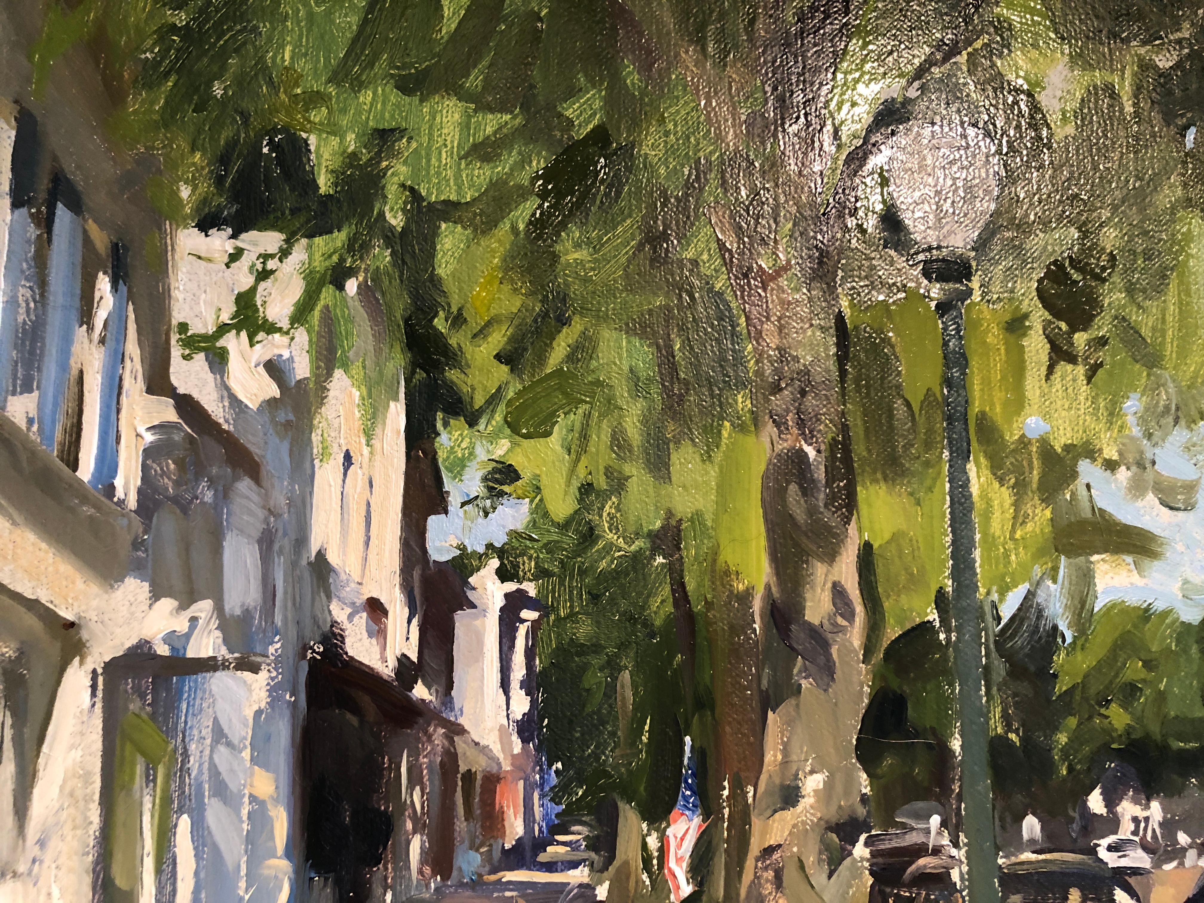 East Hampton Street Scene - Impressionist Painting by Marc Dalessio