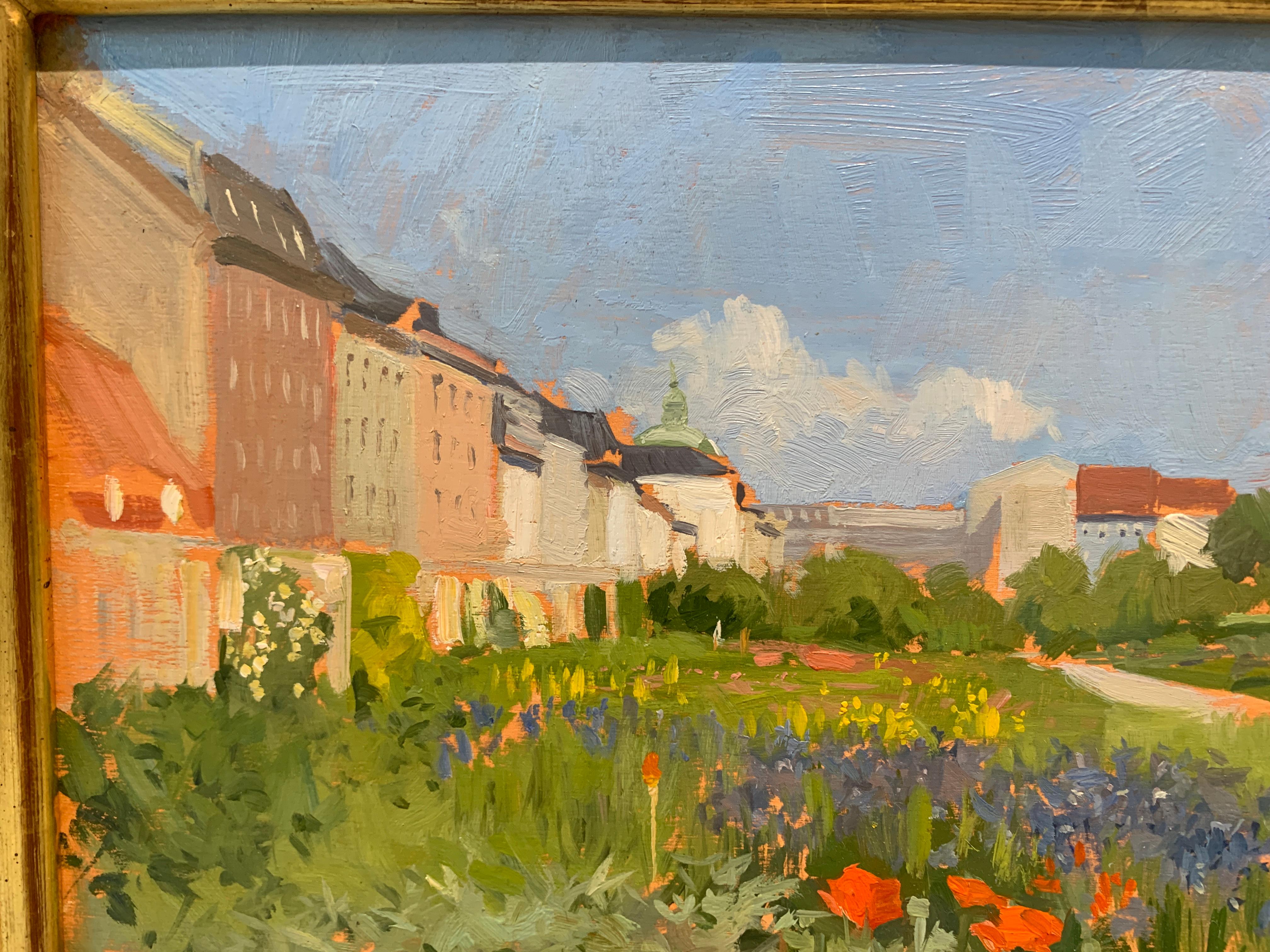 Englischer Garten im Rosenborg-Castle-Garten (Amerikanischer Impressionismus), Painting, von Marc Dalessio
