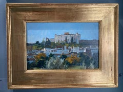 "Castillo de Estremoz, Otoño" pintura al óleo - impresionista contemporáneo plein air