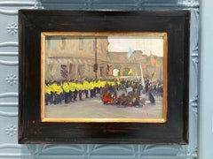 "Extinction Rebellion Protest, London" impressionist painting of 2019 protest