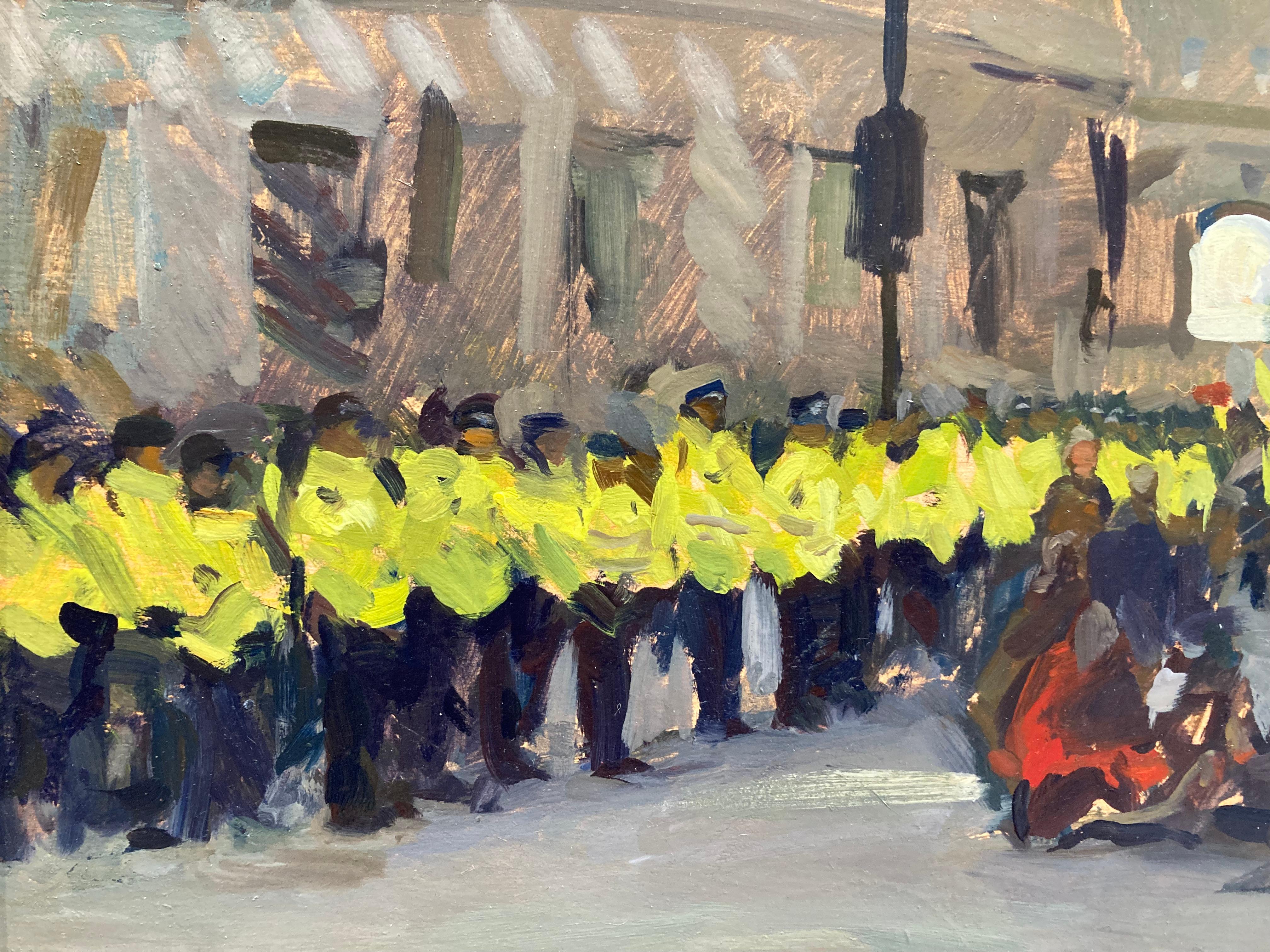 Impressionistisches Gemälde „Extinction Rebellion Protest, London“ aus dem Jahr 2019, Protest im Angebot 1