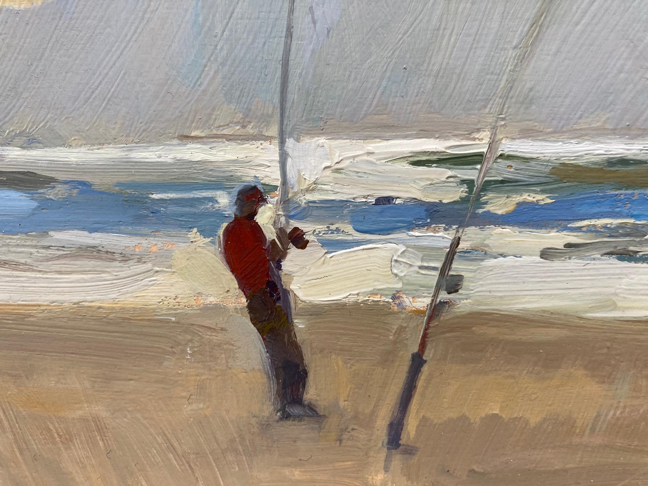 Fischer, Praia da Crodoama (Beige), Landscape Painting, von Marc Dalessio