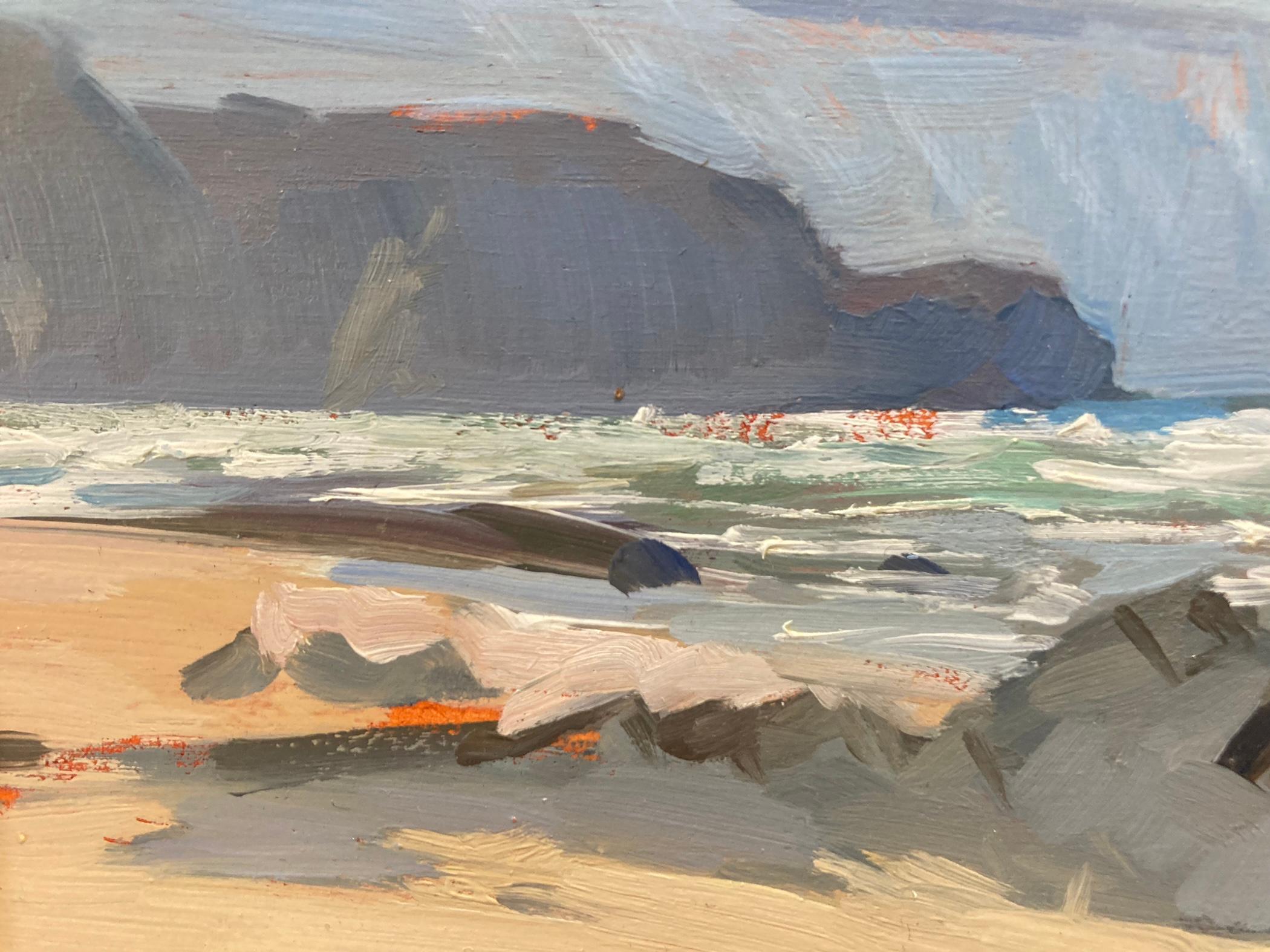 Fisherman, Praia de Barrica - Impressionist Painting by Marc Dalessio
