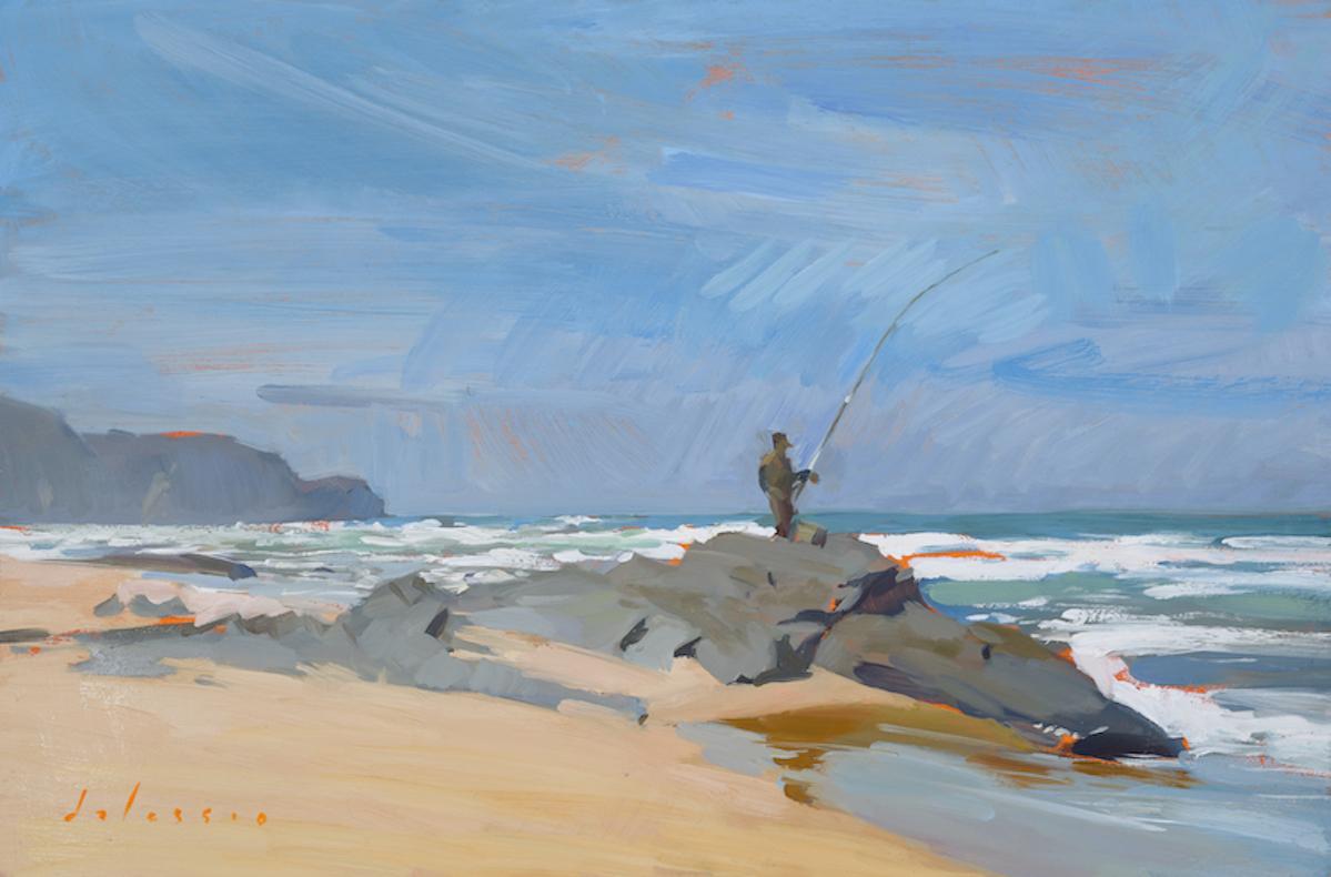 Marc Dalessio Landscape Painting - Fisherman, Praia de Barrica