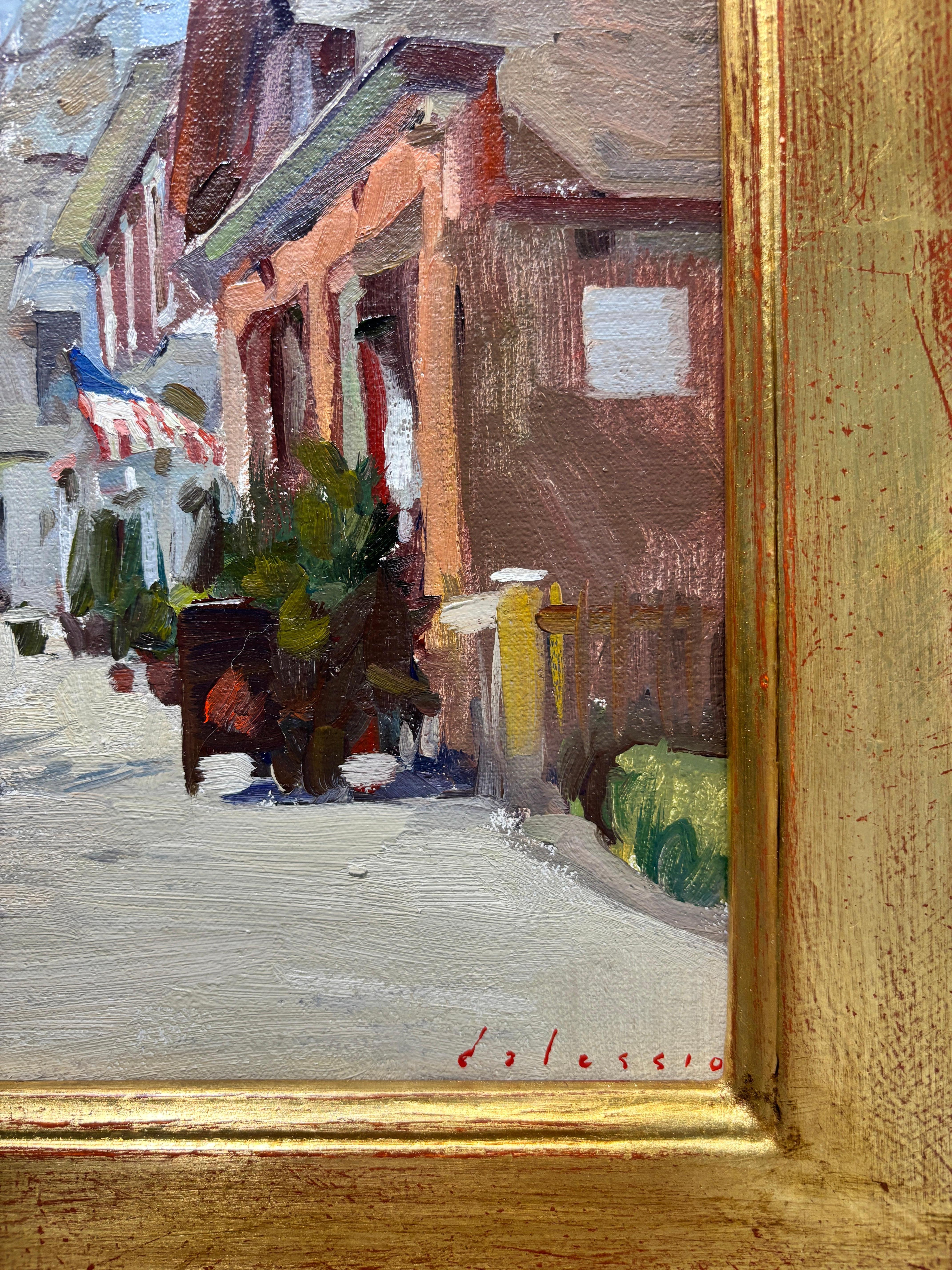 Peinture à l'huile du matin de Sag Harbor, scène de rue des Hamptons, en plein air en vente 3