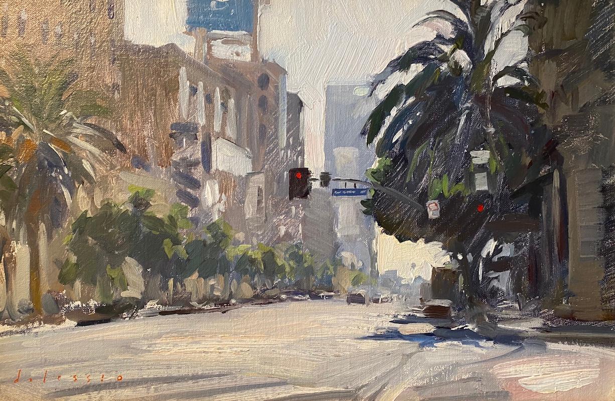 Marc Dalessio Still-Life Painting - Hollywood and Vine, Stoplight