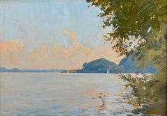 "Lago Maggiore" Oil Painting, Impressionistic Seascape, Framed, M. Dalessio 2012