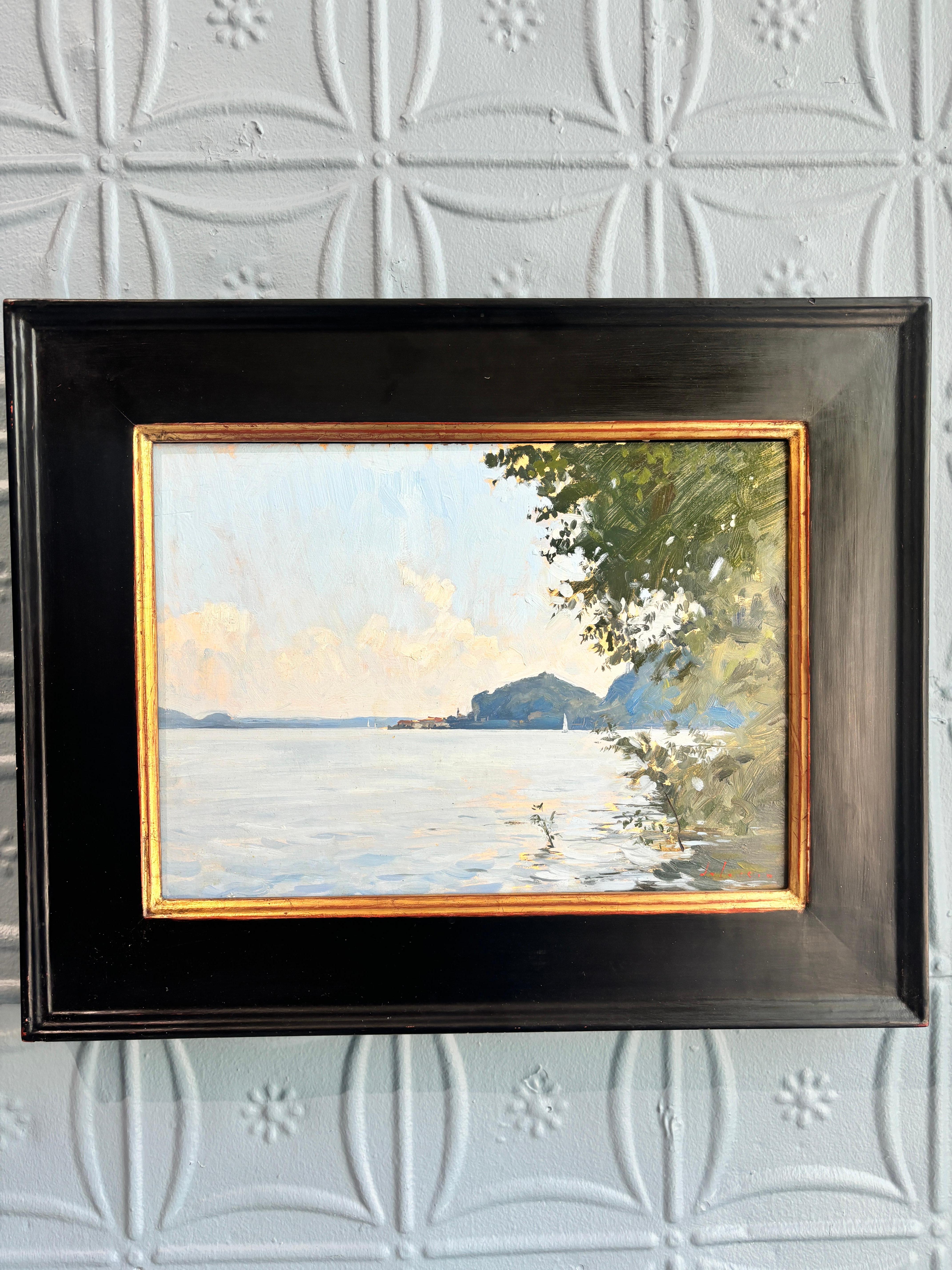 Ölgemälde „Lago Maggiore“, Meereslandschaft in Italien, en plein air (Amerikanischer Impressionismus), Painting, von Marc Dalessio
