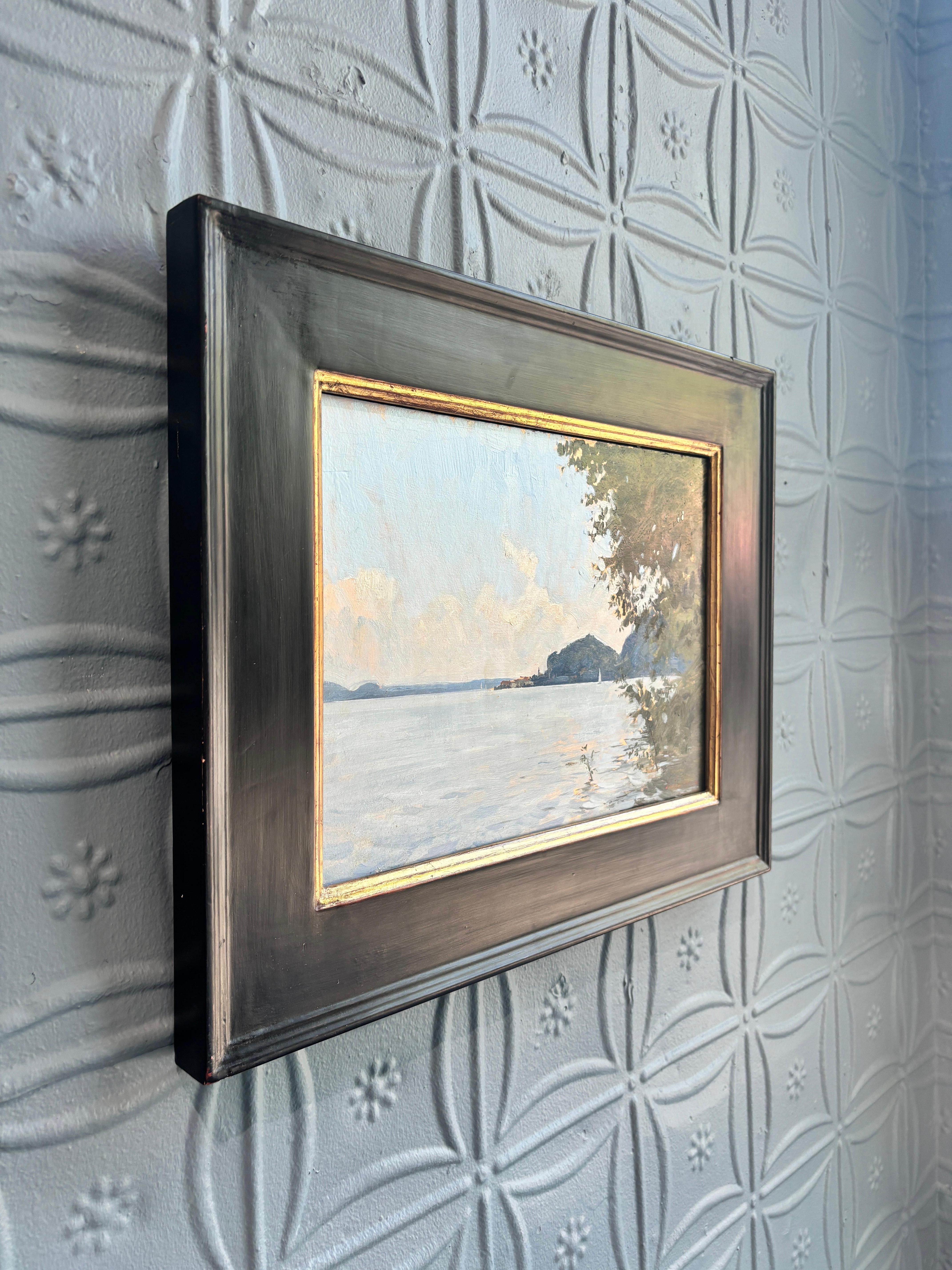 Ölgemälde „Lago Maggiore“, Meereslandschaft in Italien, en plein air im Angebot 1