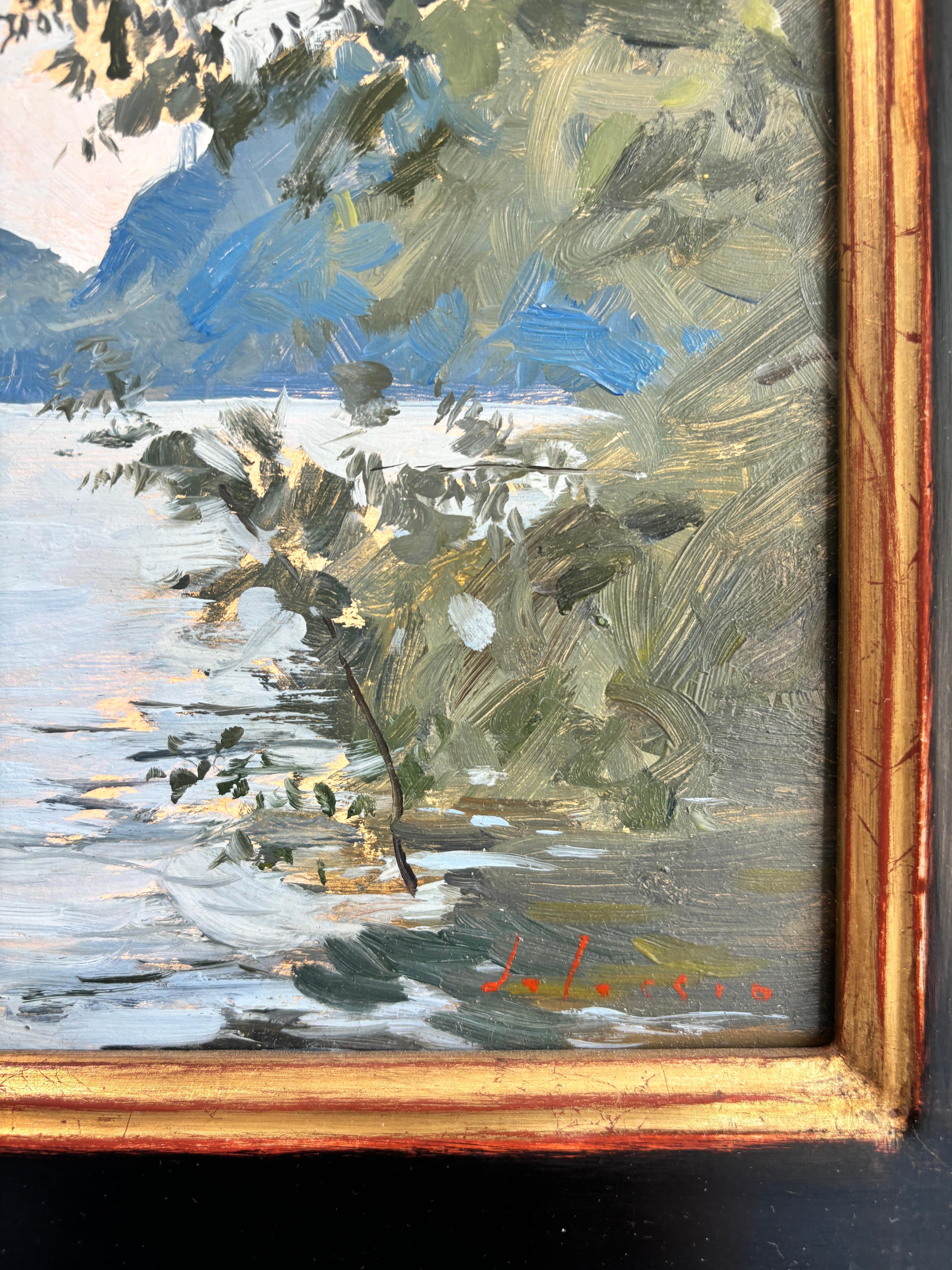 Ölgemälde „Lago Maggiore“, Meereslandschaft in Italien, en plein air im Angebot 2