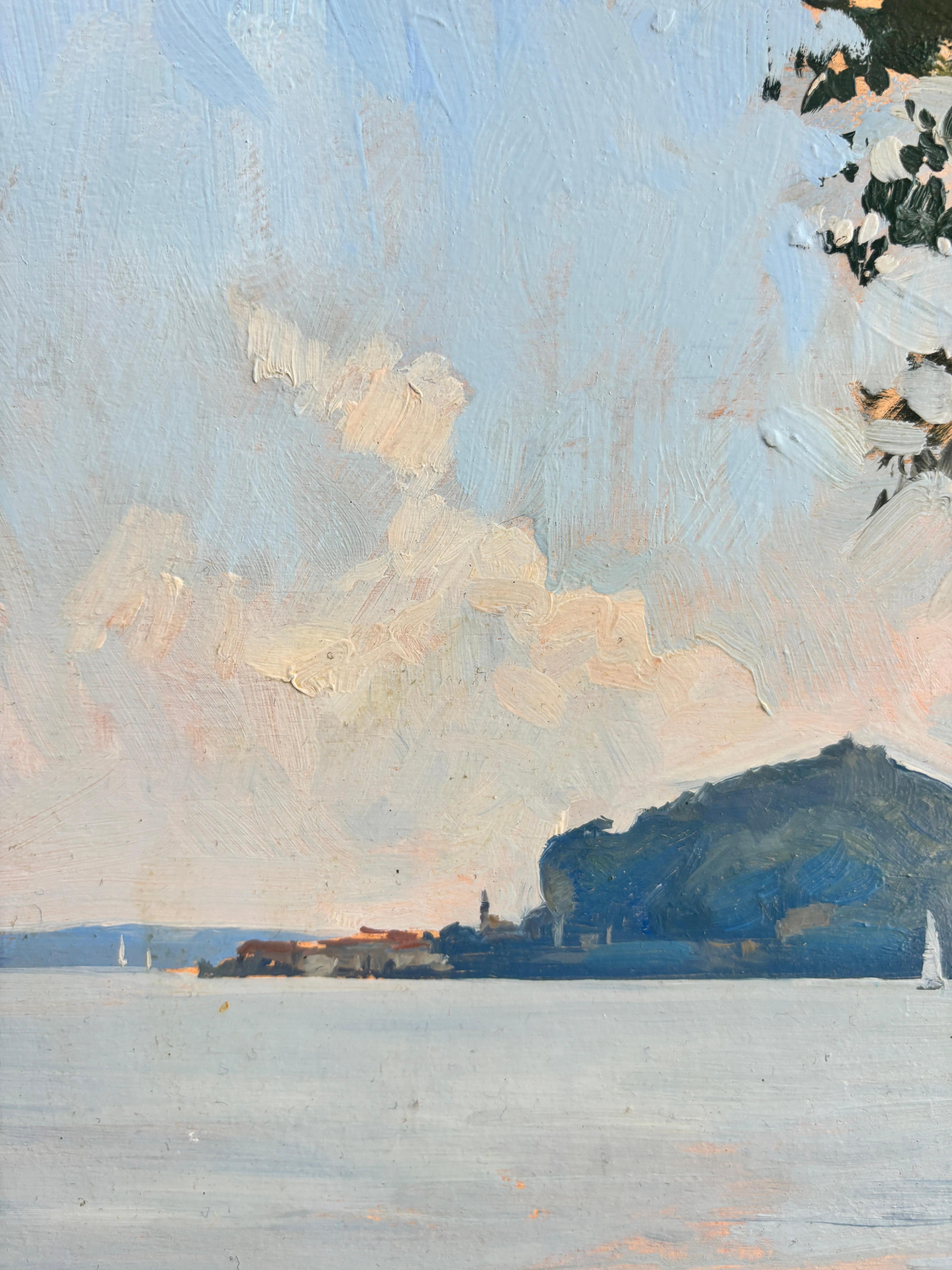 Ölgemälde „Lago Maggiore“, Meereslandschaft in Italien, en plein air im Angebot 4