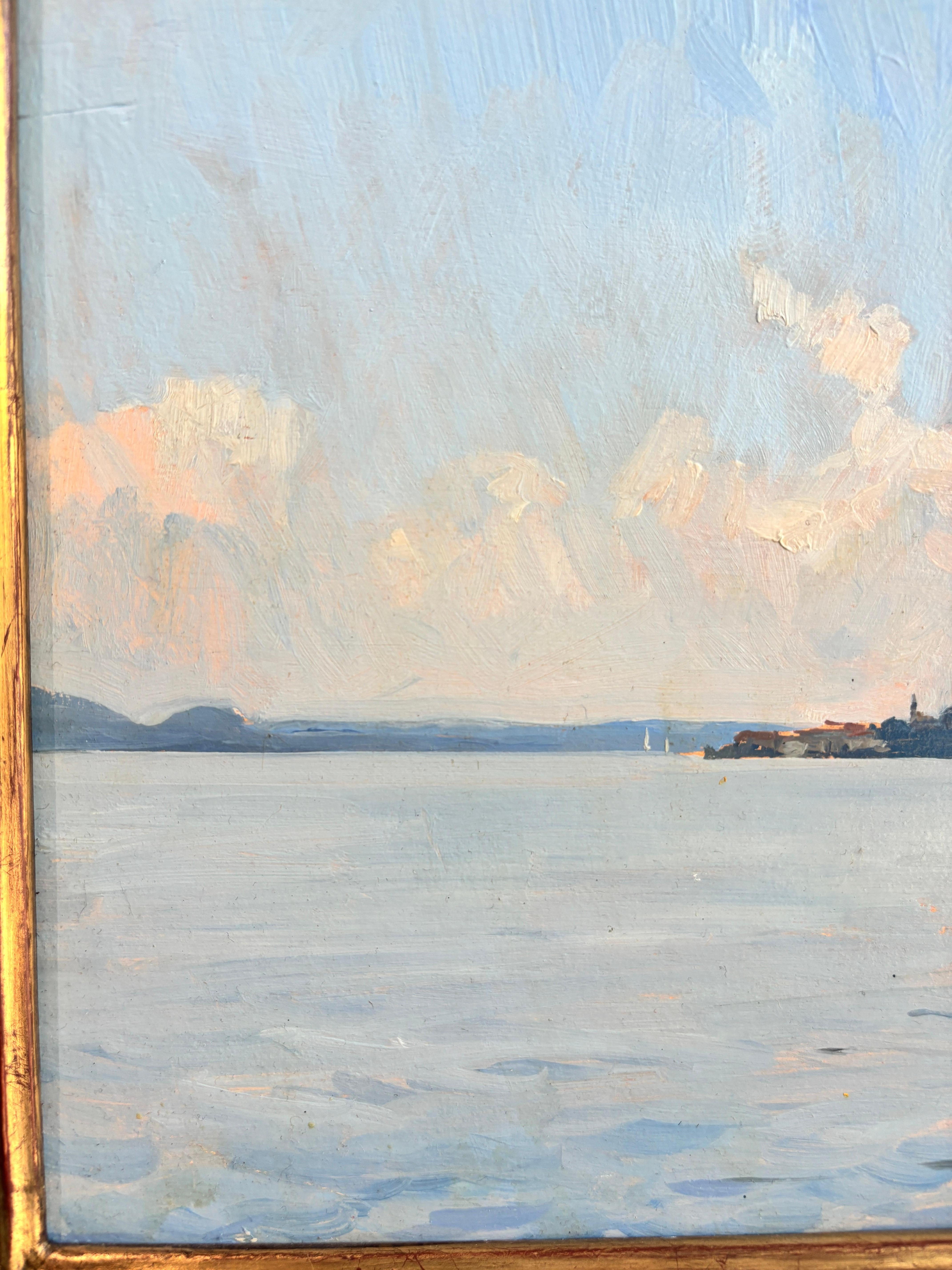 Ölgemälde „Lago Maggiore“, Meereslandschaft in Italien, en plein air im Angebot 5