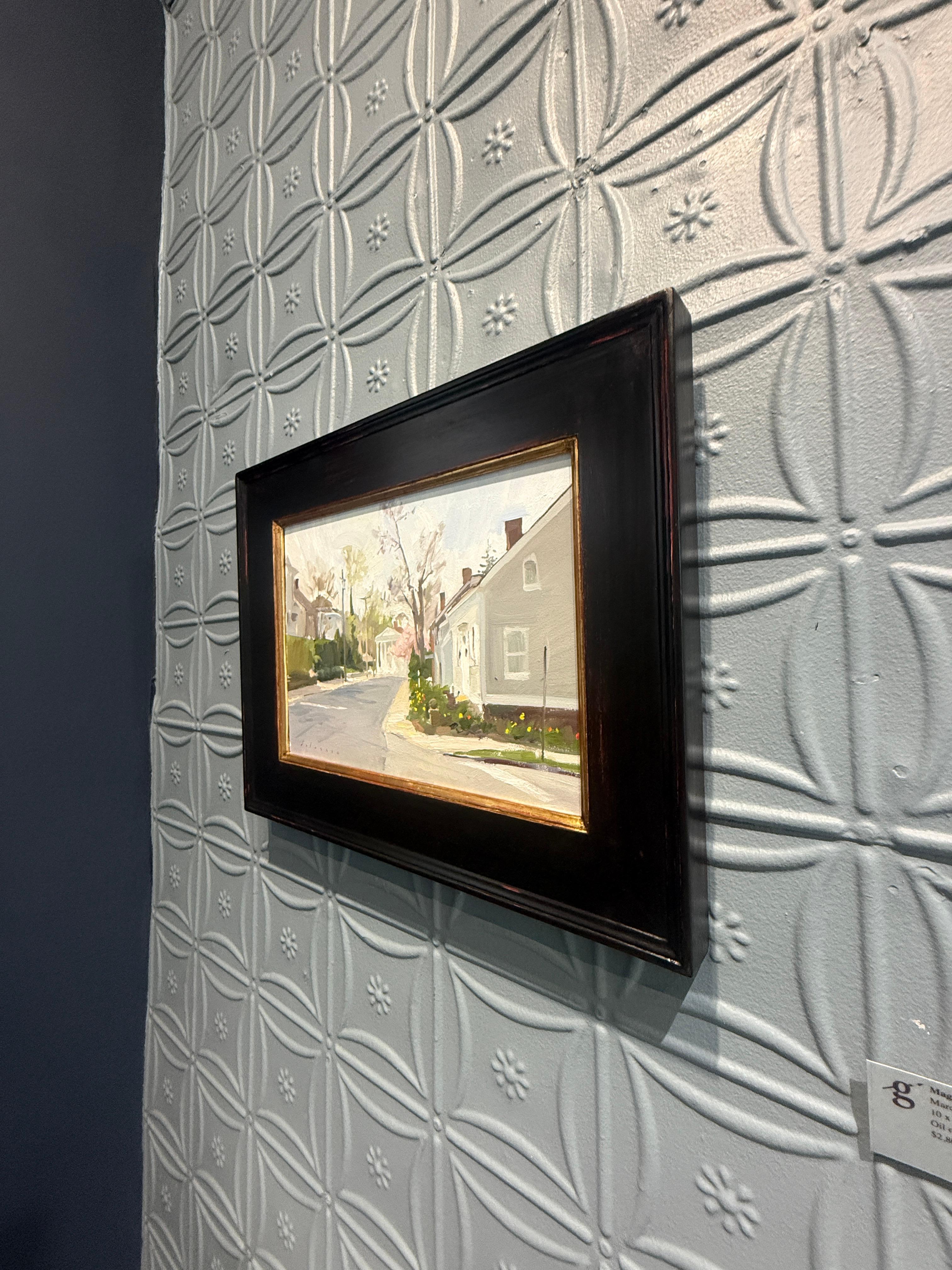 „Magnolias und das Walfangmuseum“, Ölgemälde, Sag Harbor Village en plein air im Angebot 7