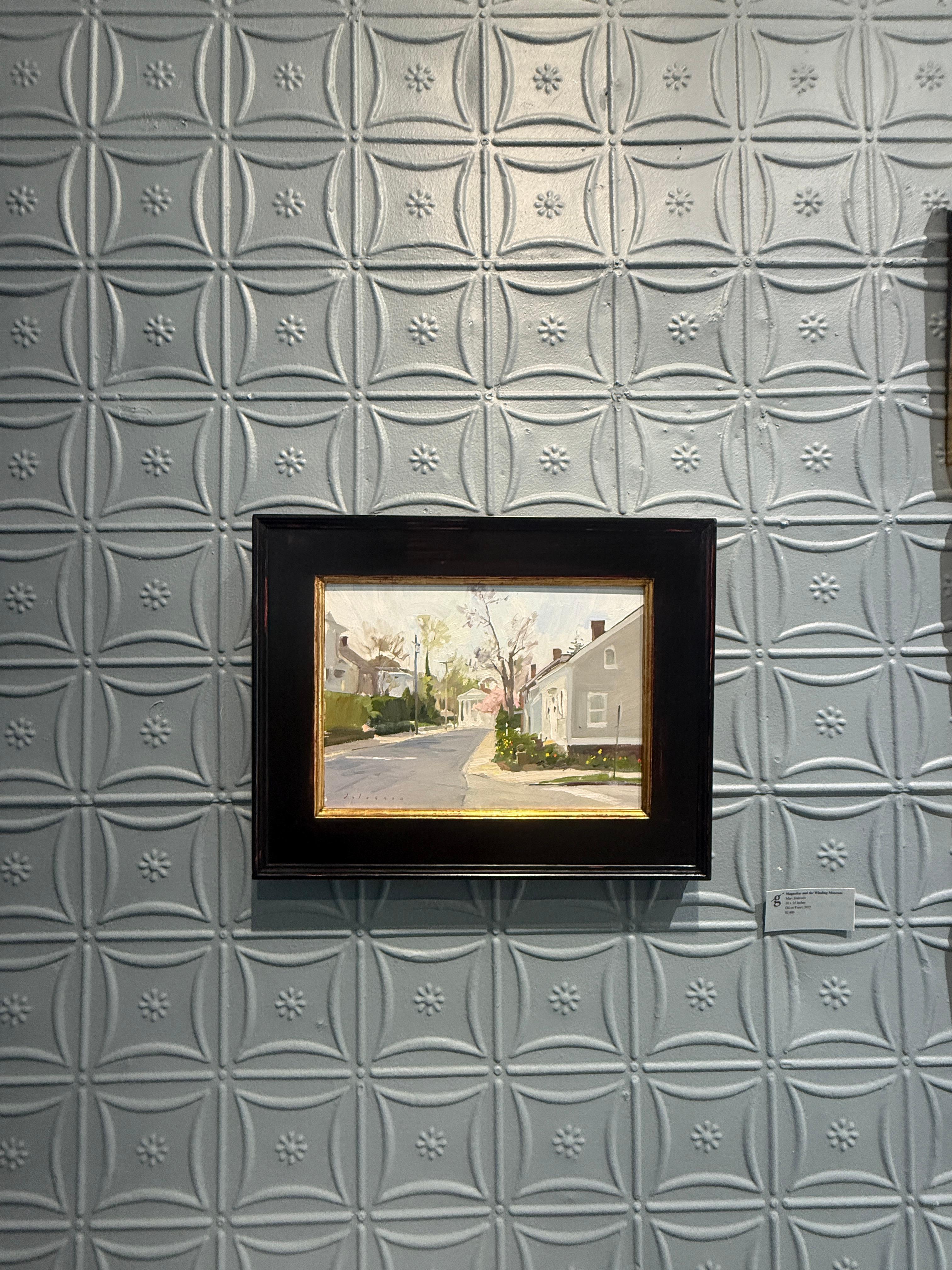 „Magnolias und das Walfangmuseum“, Ölgemälde, Sag Harbor Village en plein air im Angebot 9