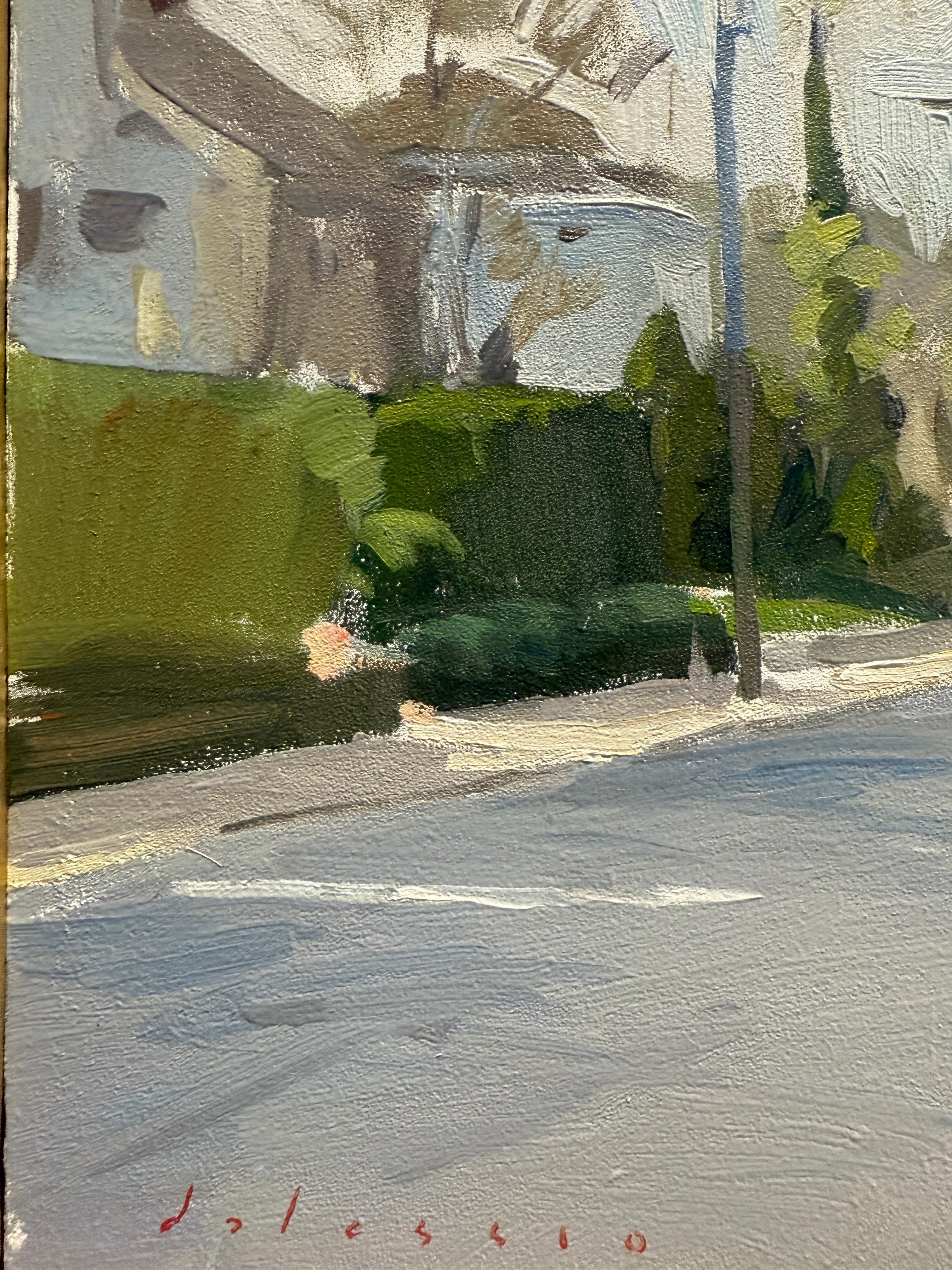 „Magnolias und das Walfangmuseum“, Ölgemälde, Sag Harbor Village en plein air im Angebot 1