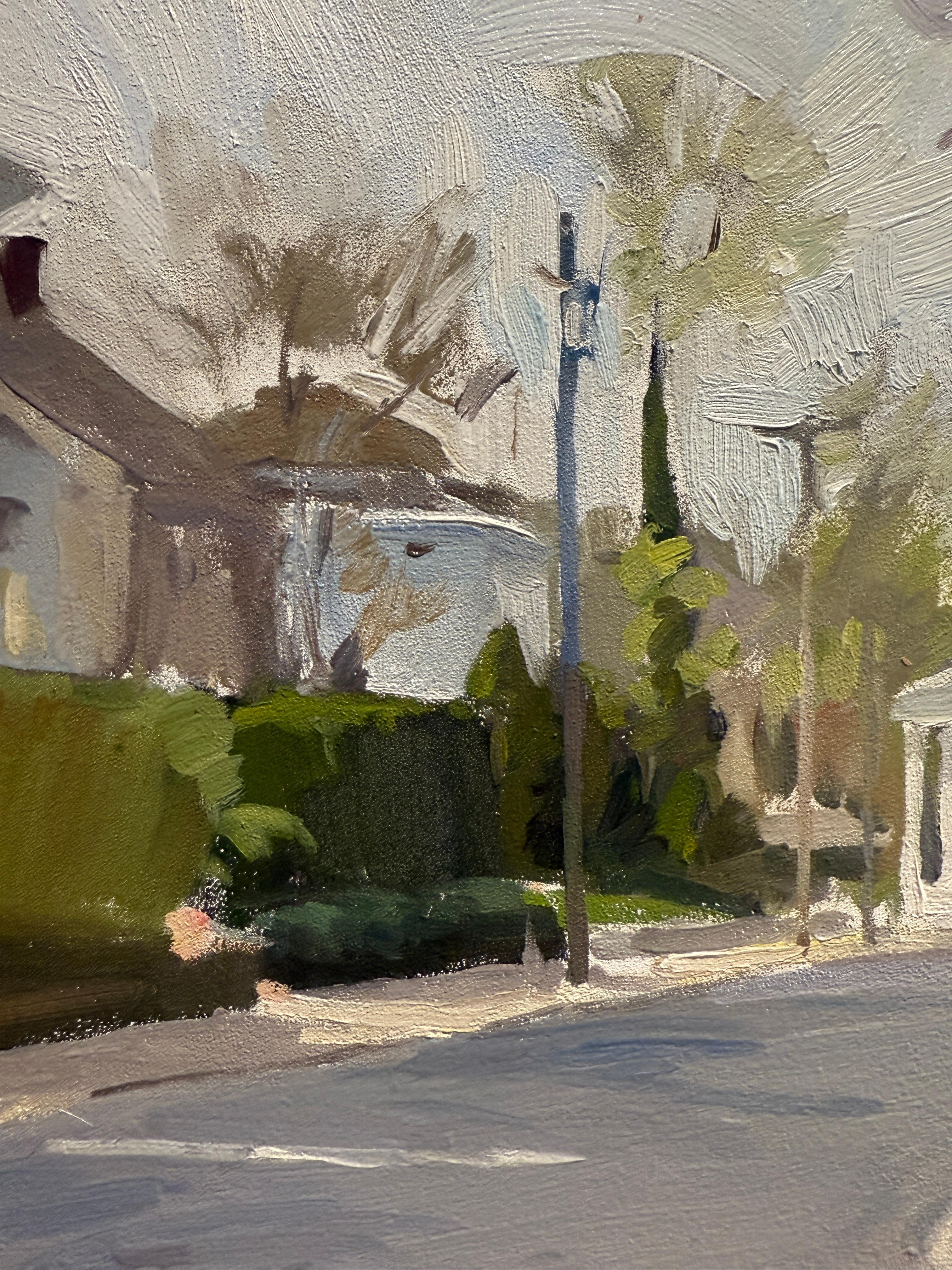 „Magnolias und das Walfangmuseum“, Ölgemälde, Sag Harbor Village en plein air im Angebot 2