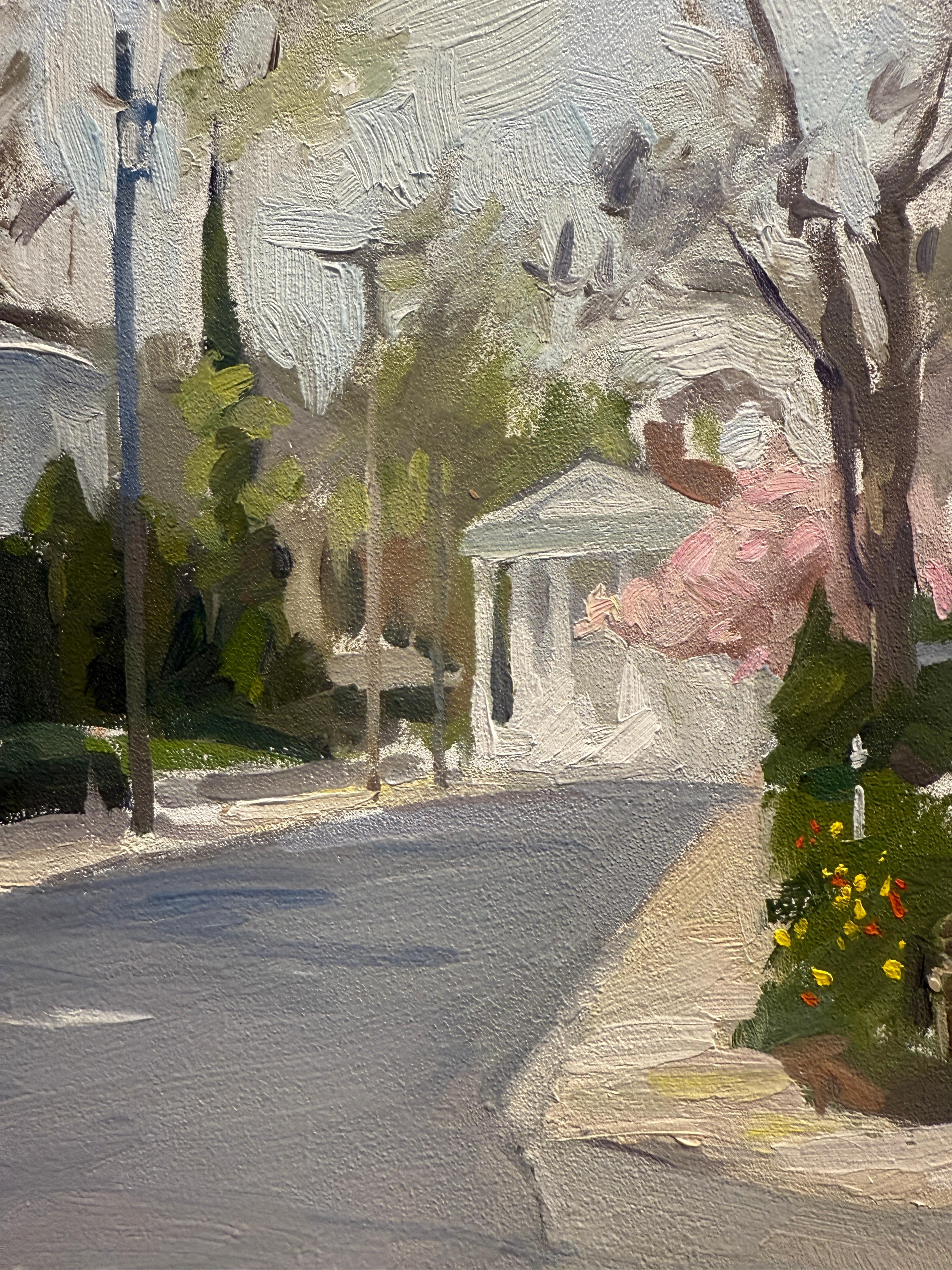 „Magnolias und das Walfangmuseum“, Ölgemälde, Sag Harbor Village en plein air im Angebot 3