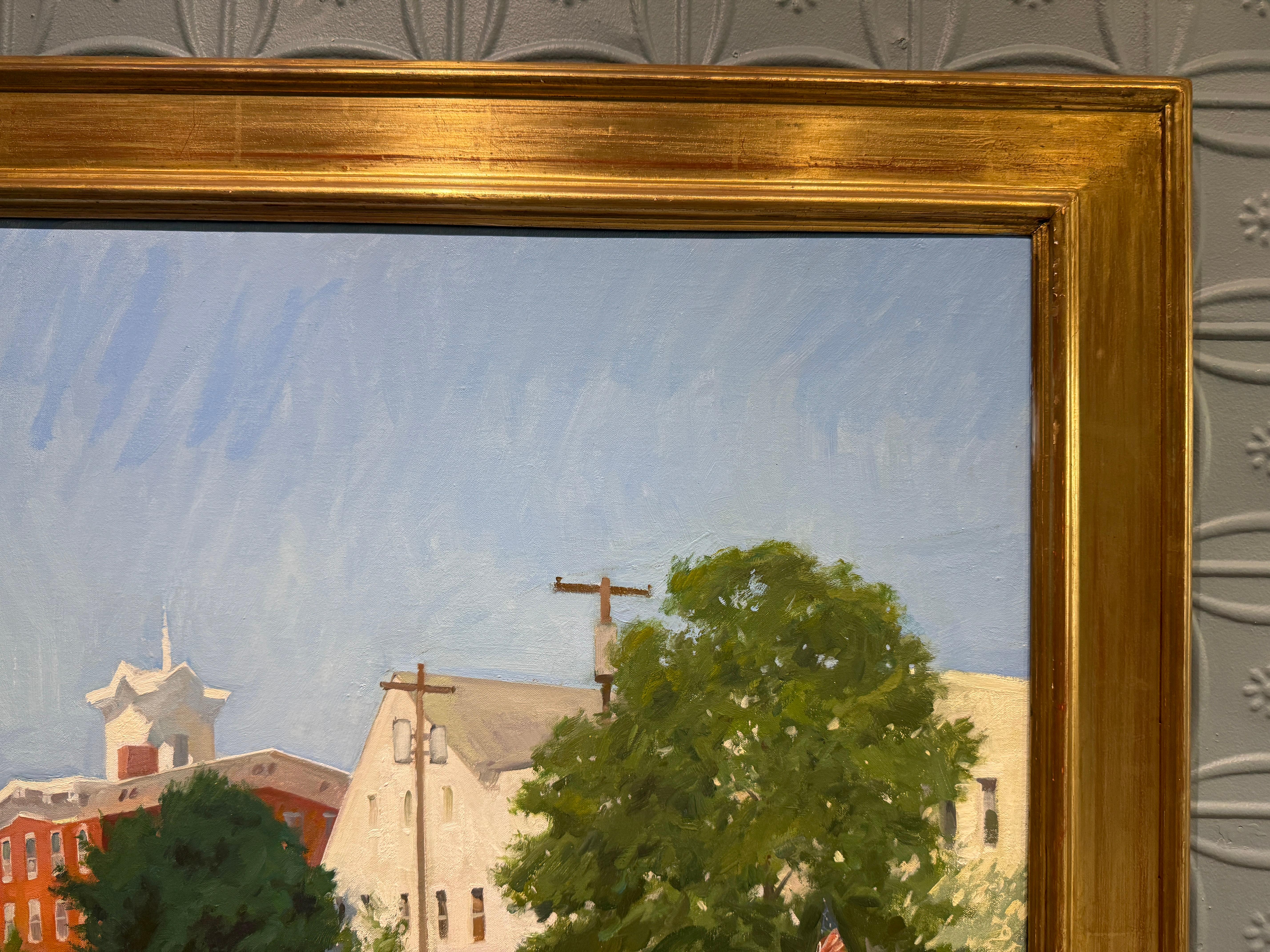 Peinture à l'huile « Main Street, Sag Harbor », scène de rue dans les Hamptons Long Island en vente 6