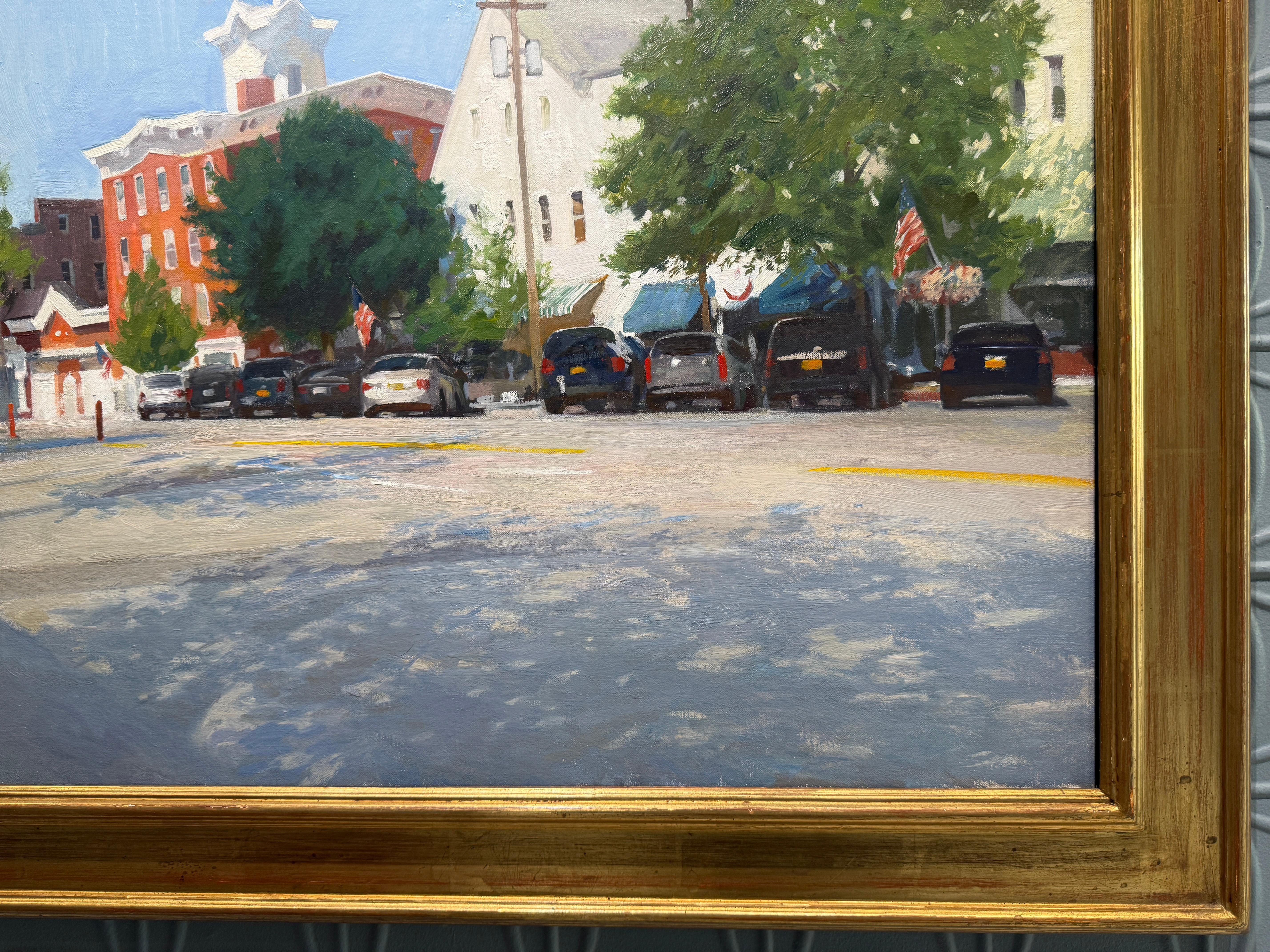 Peinture à l'huile « Main Street, Sag Harbor », scène de rue dans les Hamptons Long Island en vente 7