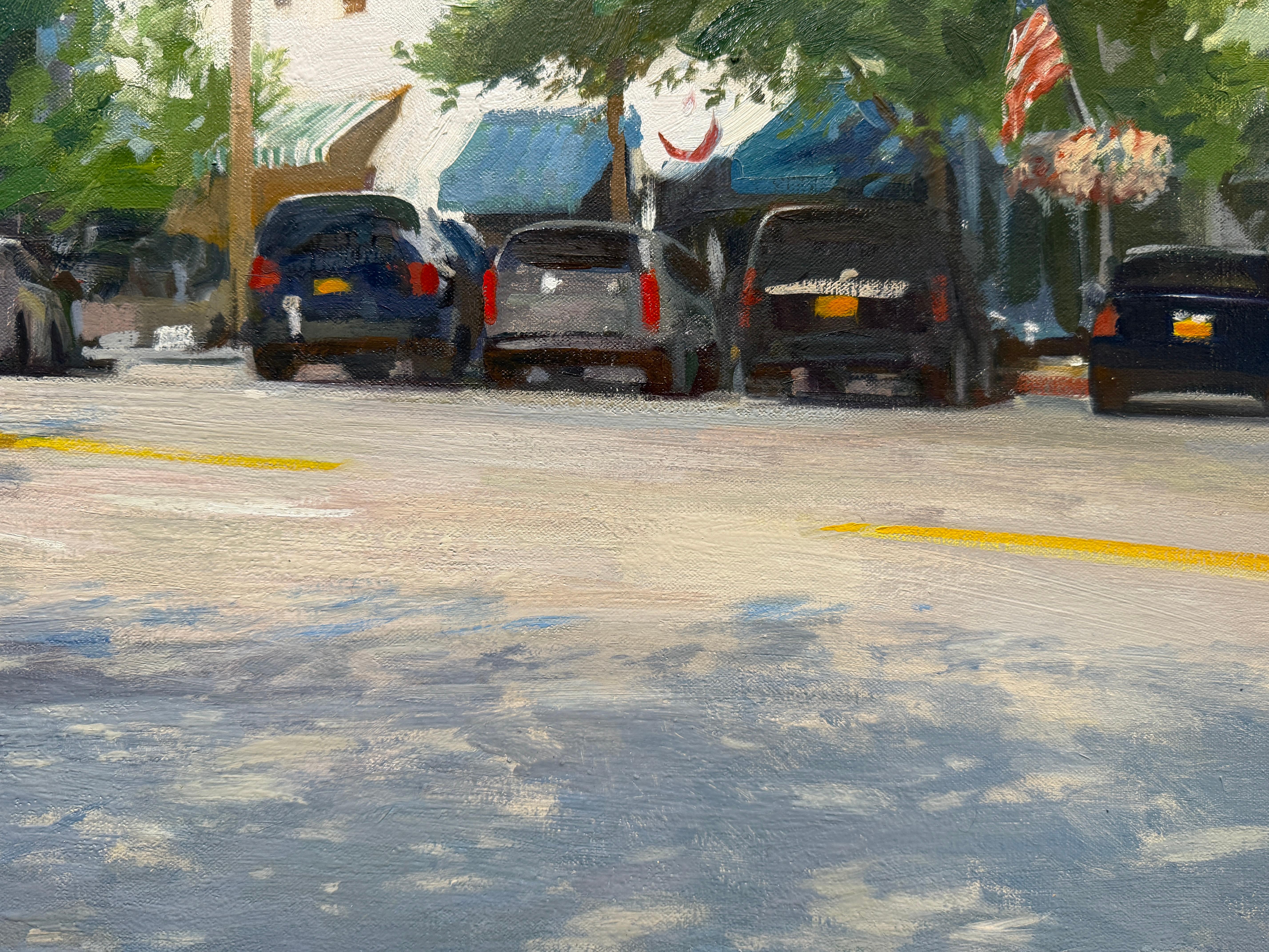 Peinture à l'huile « Main Street, Sag Harbor », scène de rue dans les Hamptons Long Island en vente 8