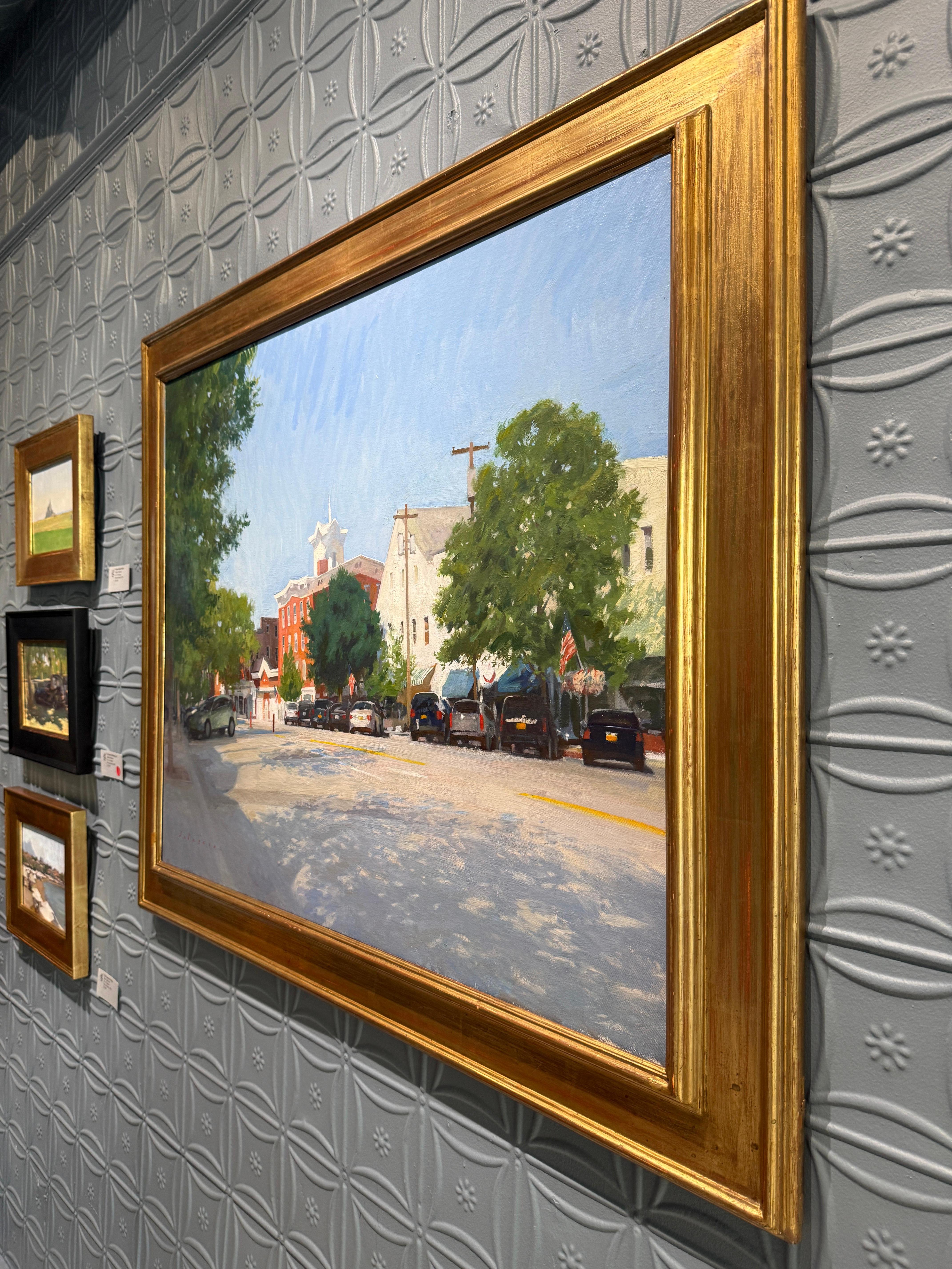Peinture à l'huile « Main Street, Sag Harbor », scène de rue dans les Hamptons Long Island en vente 9