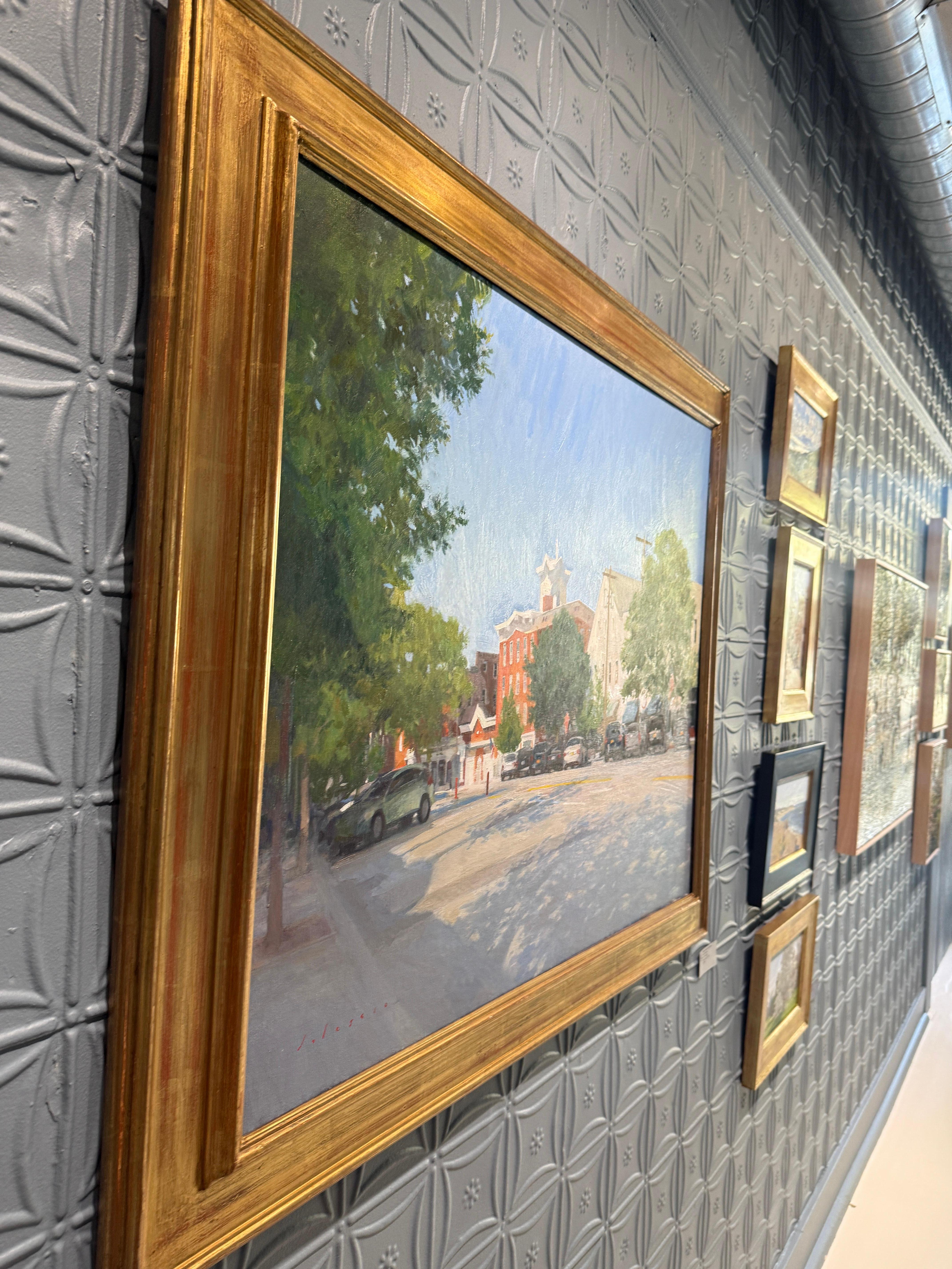 Peinture à l'huile « Main Street, Sag Harbor », scène de rue dans les Hamptons Long Island en vente 10