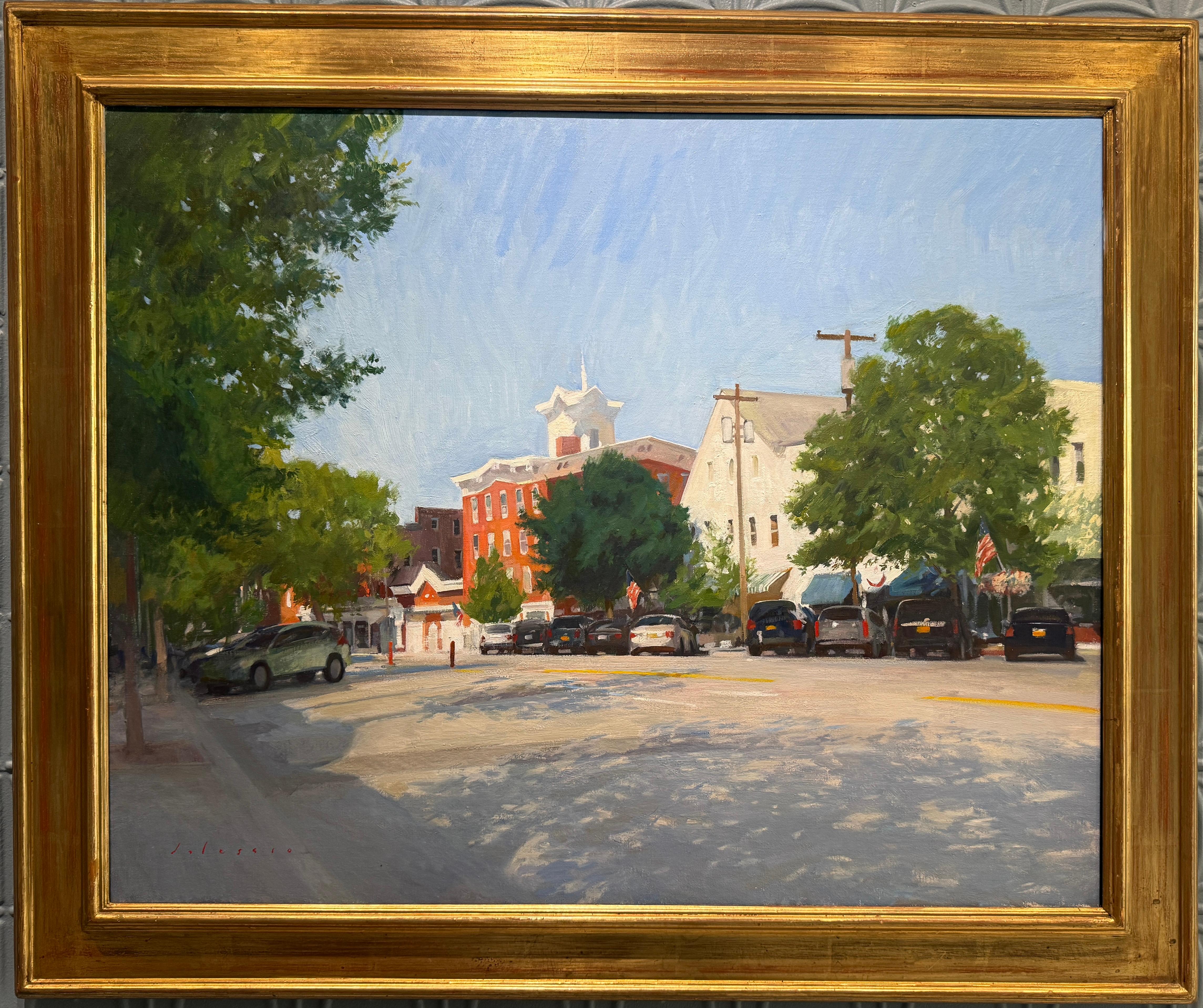 Peinture à l'huile « Main Street, Sag Harbor », scène de rue dans les Hamptons Long Island - Painting de Marc Dalessio