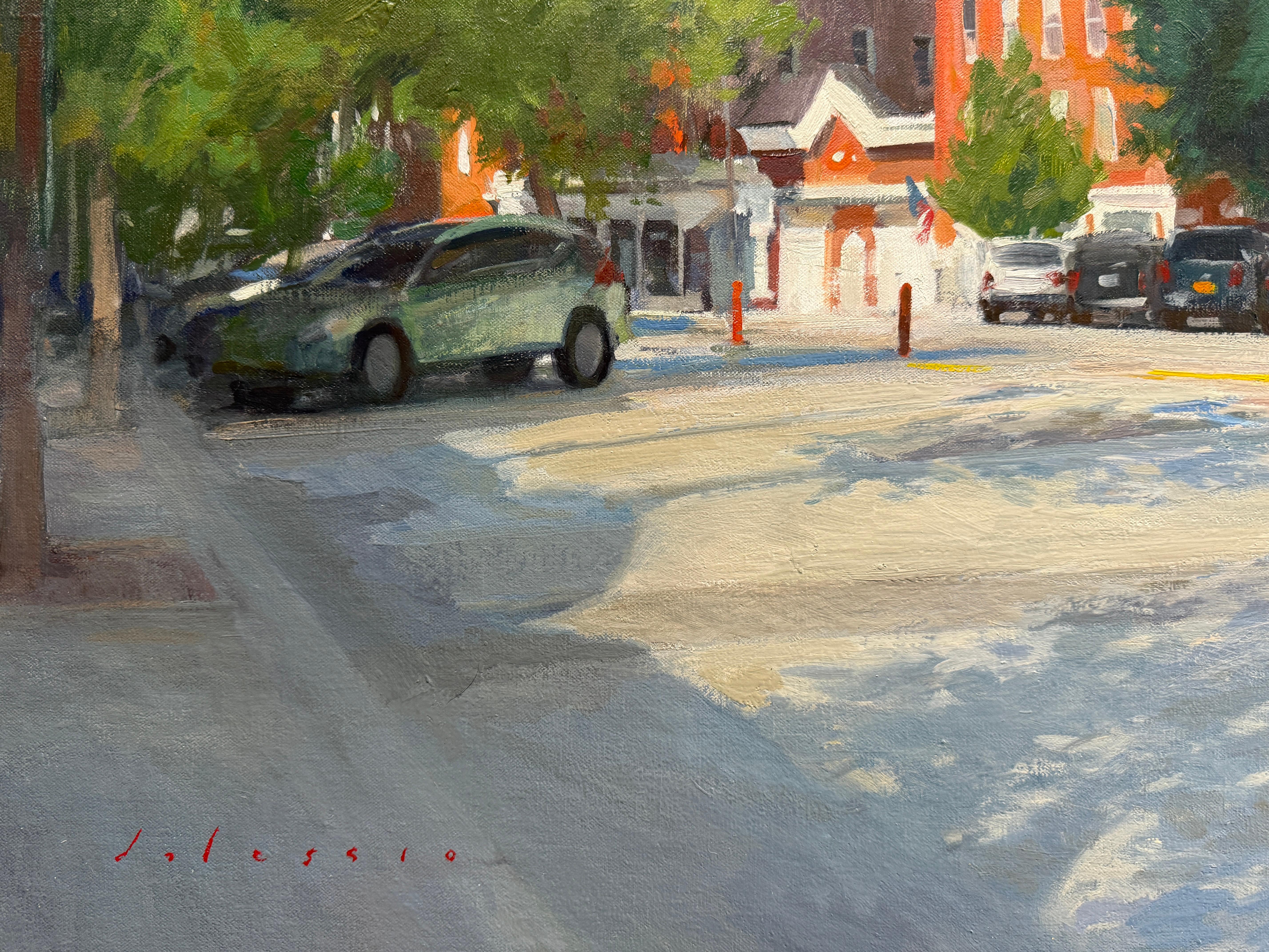 Peinture à l'huile « Main Street, Sag Harbor », scène de rue dans les Hamptons Long Island en vente 1