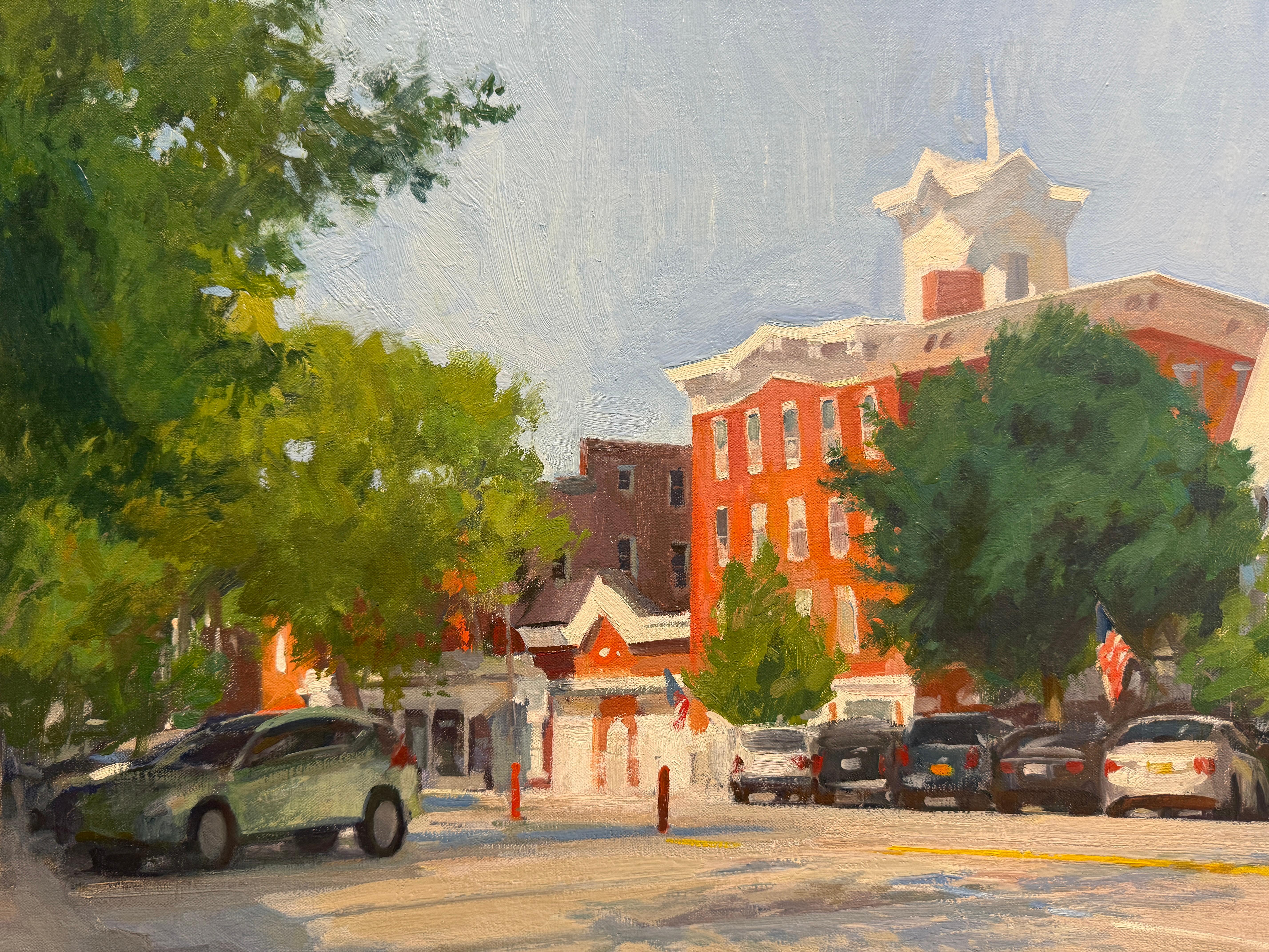 Peinture à l'huile « Main Street, Sag Harbor », scène de rue dans les Hamptons Long Island en vente 3