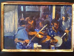 "Musicians" oil painting, Marc Dalessio, impressionism, pub band Ireland, signed