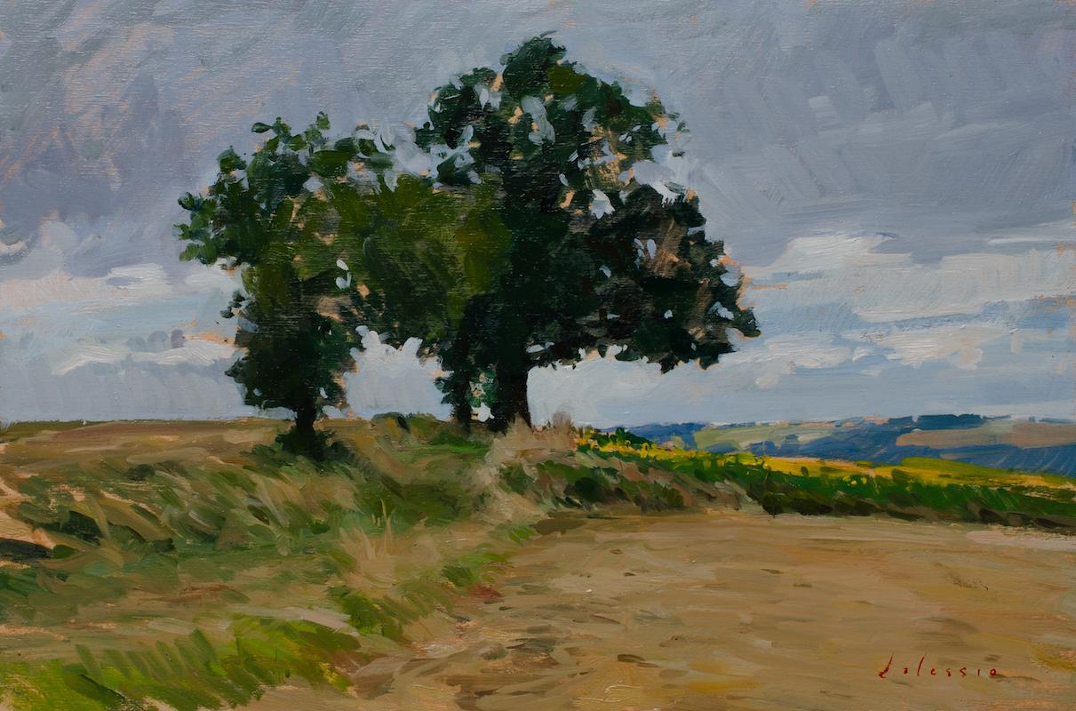 Marc Dalessio Landscape Painting – Alte Eichen