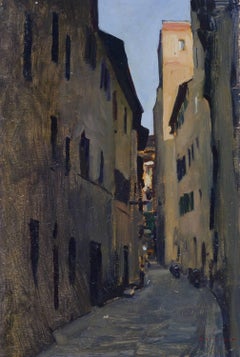 "Oltrarno" impressionistic plein air painting of Tuscan street, Florence, Italy