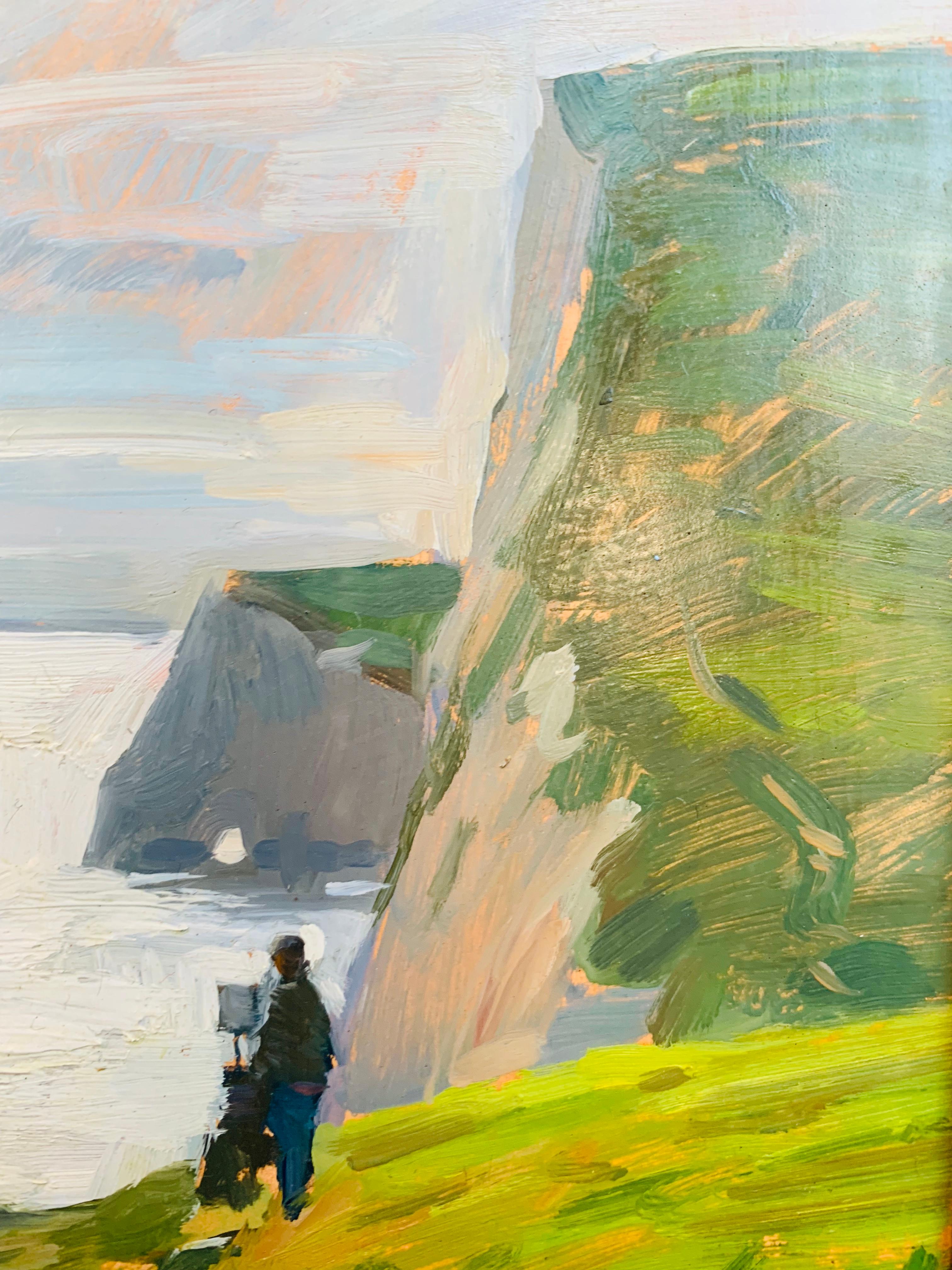 Maler an der Jurassic Coast (Grau), Landscape Painting, von Marc Dalessio