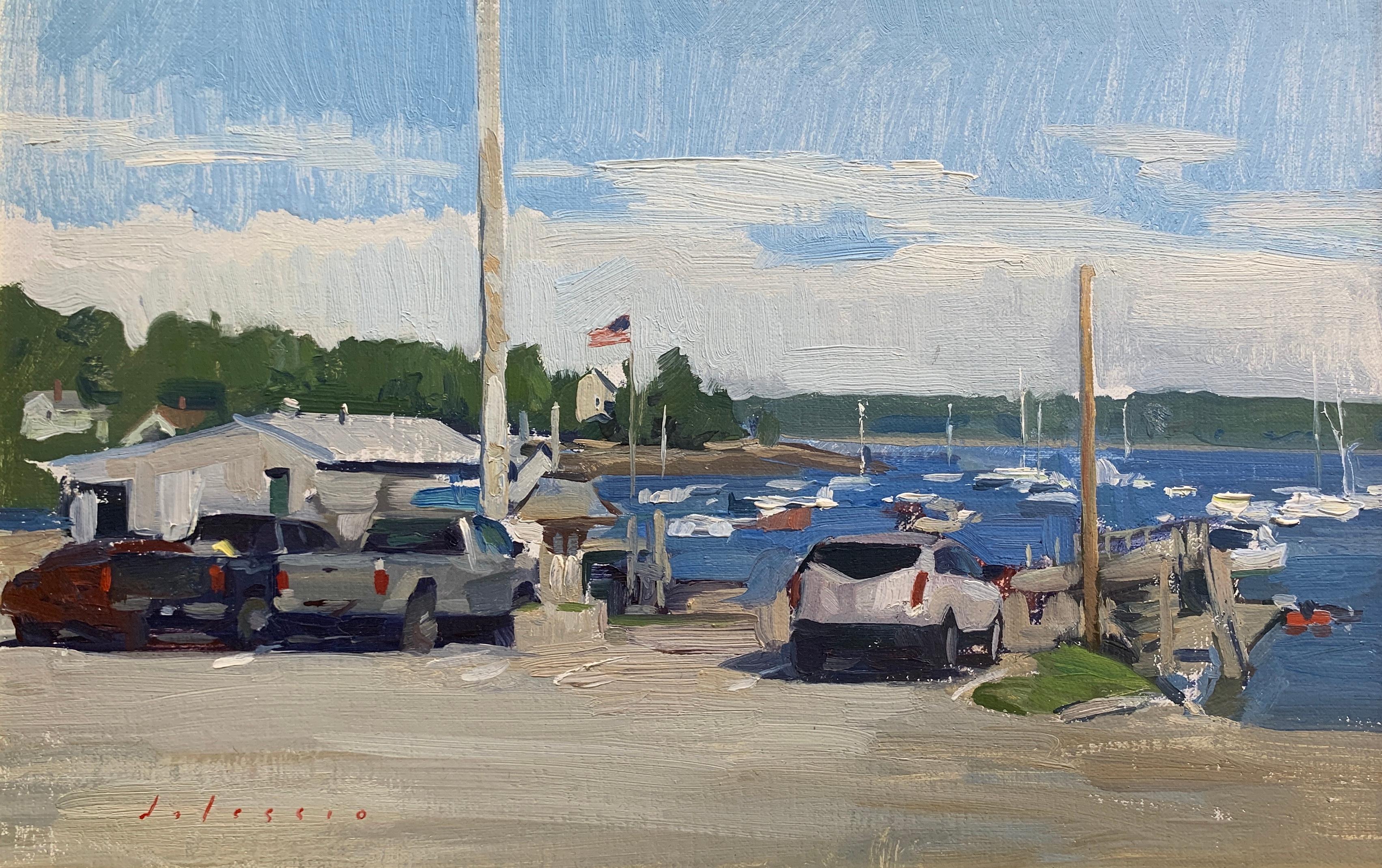Marc Dalessio Landscape Painting - Parking Lot in Round Pond 